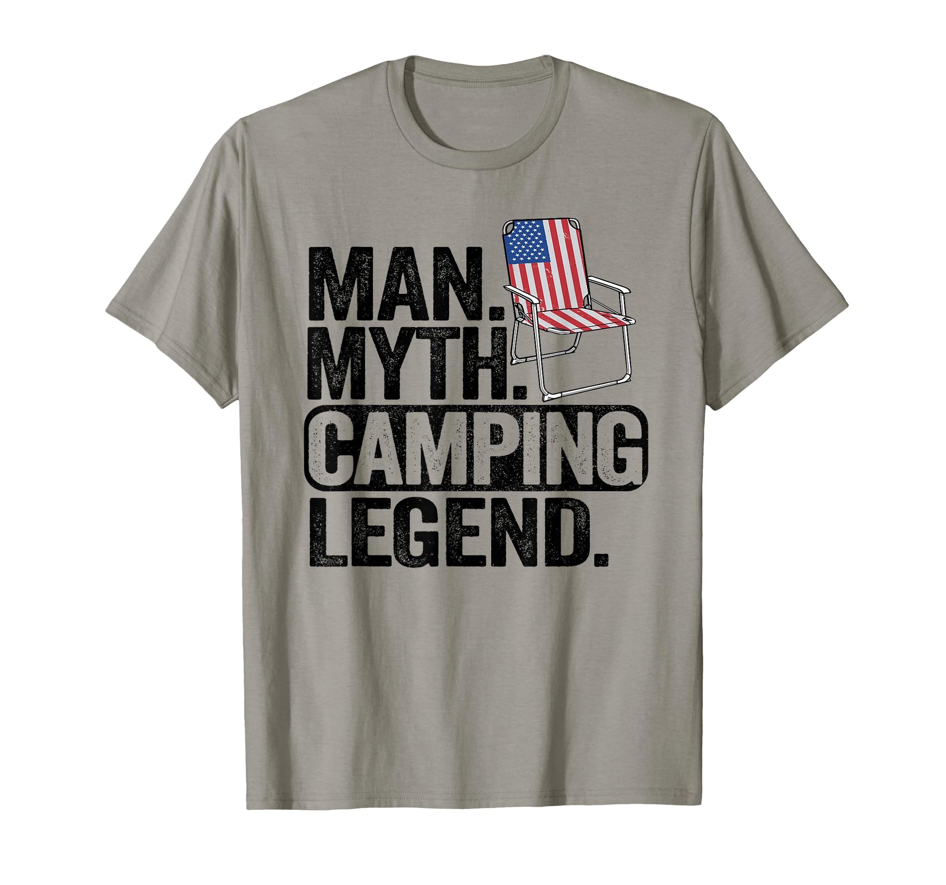 Myth Camping Legend Us American Flag T-Shirt - Casual Everyday Wear Unisex - T-Shirt, Sweatshirt, Hoodie