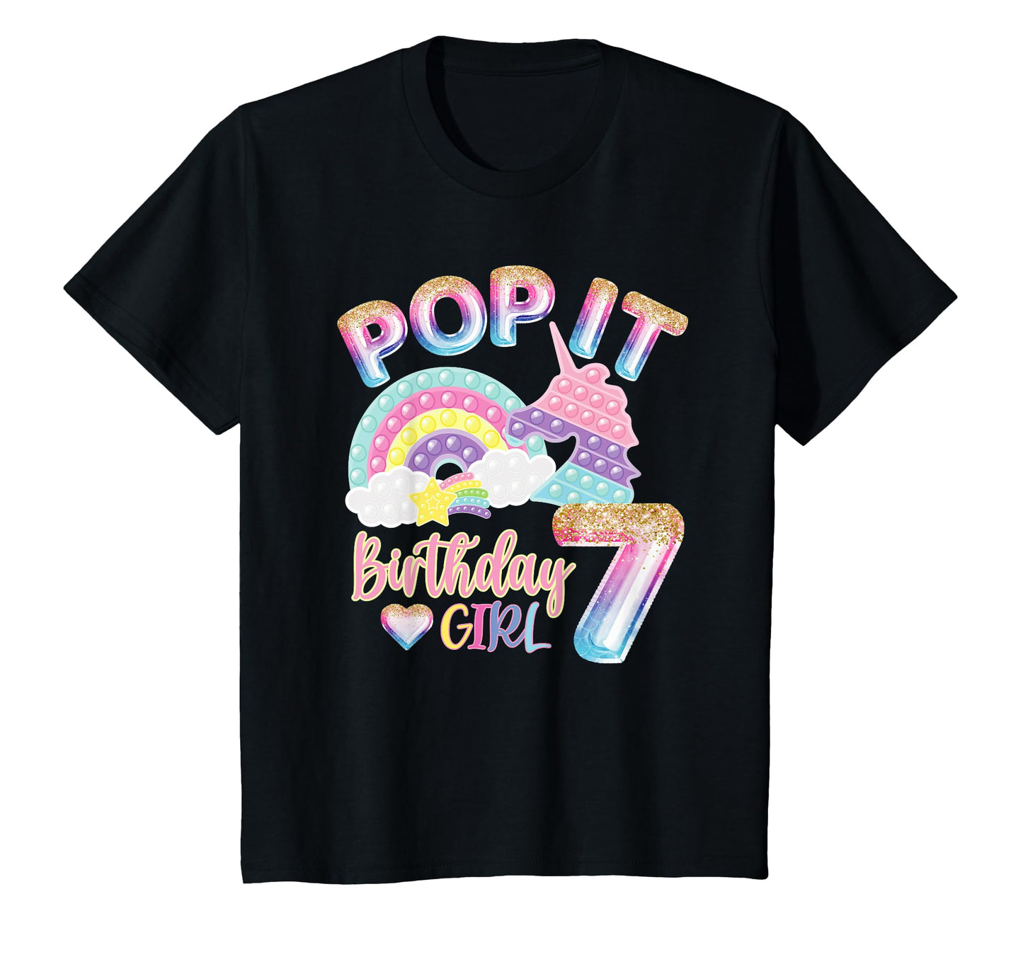 Pop It 7Th Year Old Birthday Pop T-Shirt - Minimalist Print Men Women - T-Shirt, Sweatshirt, Hoodie