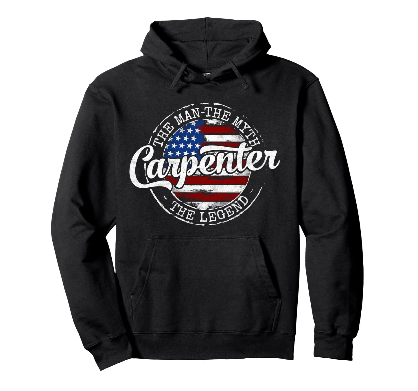 Carpenter Myth Legend Usa Flag Stamp Hoodie - Aesthetic Graphic for Adults - T-Shirt, Sweatshirt, Hoodie
