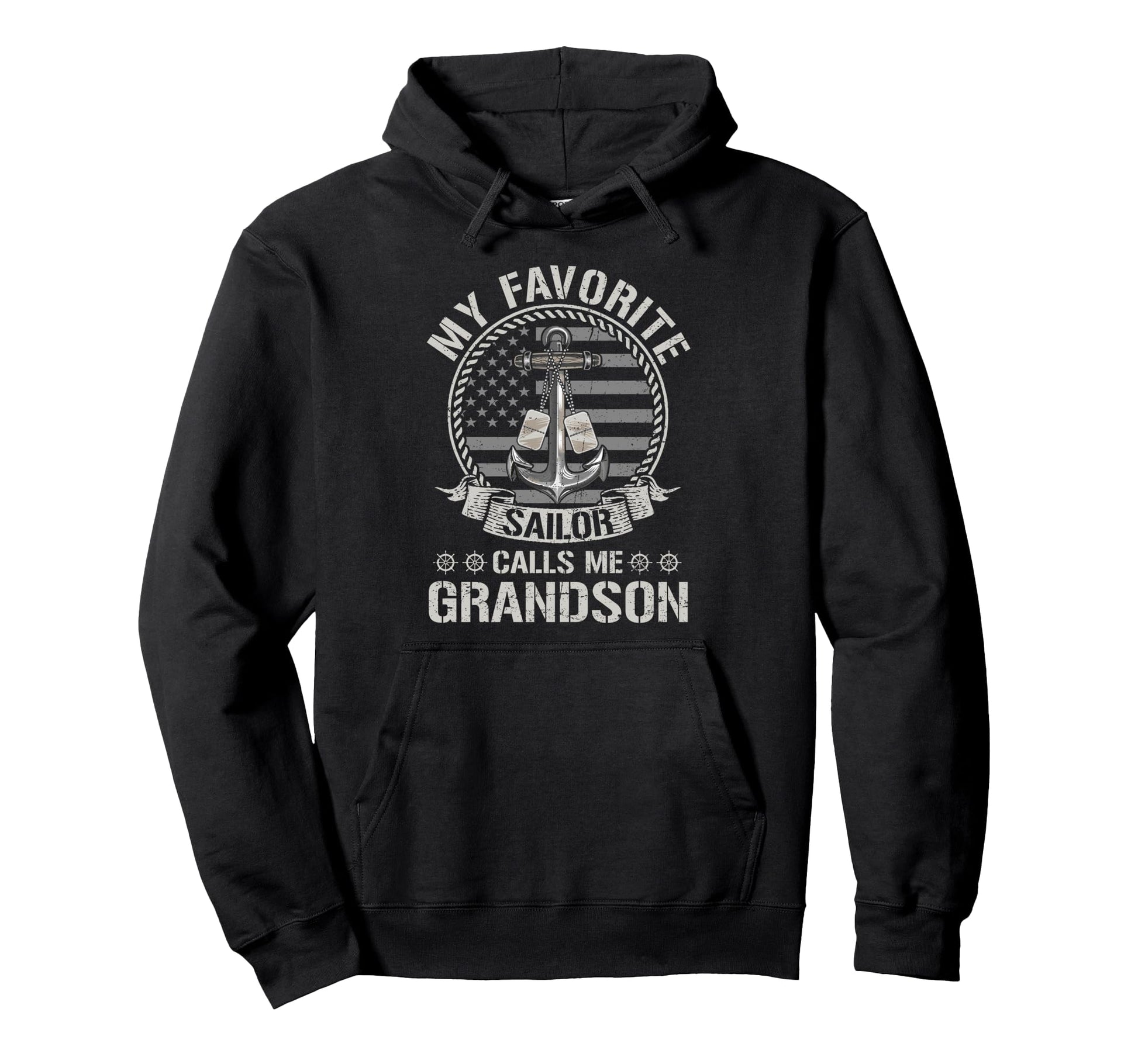 Proud Us Sailor Grandson Anchor Flag Hoodie - Custom Art Print for Adults - T-Shirt, Sweatshirt, Hoodie