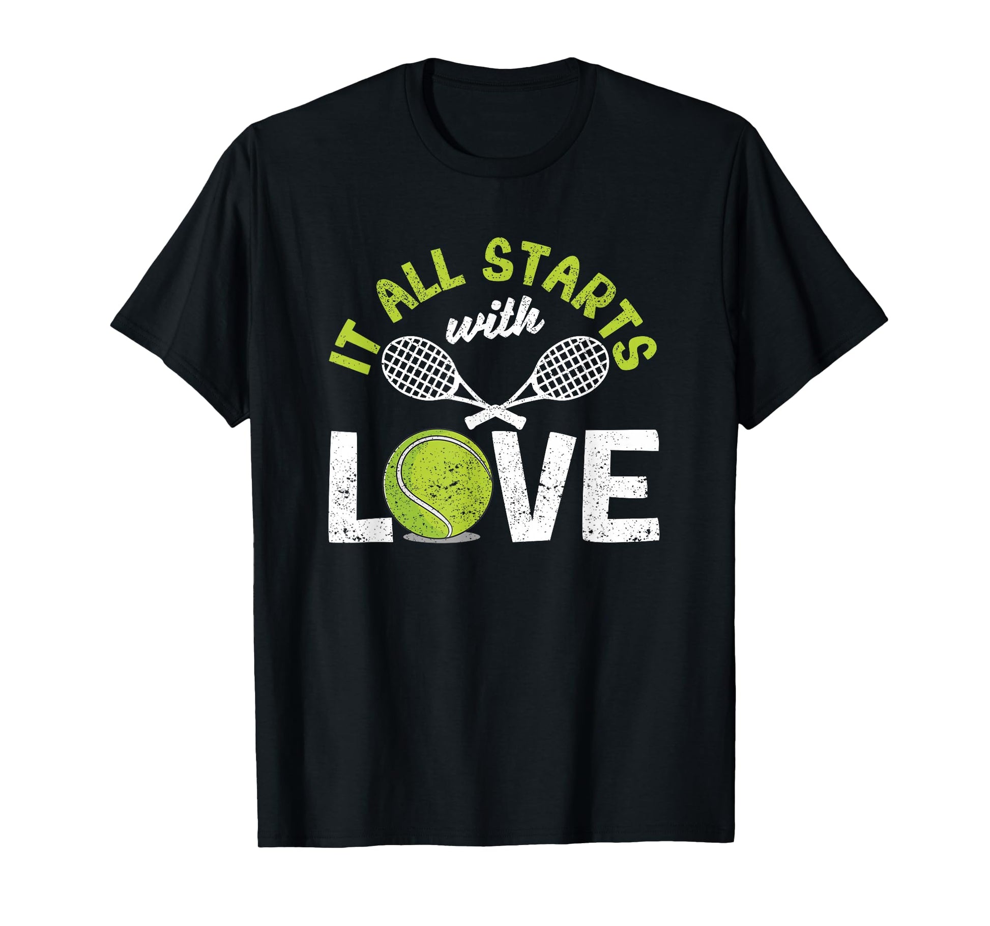 It All Starts Love Tennis Funny Sports T-Shirt - Trendy Graphic for Adults - T-Shirt, Sweatshirt, Hoodie