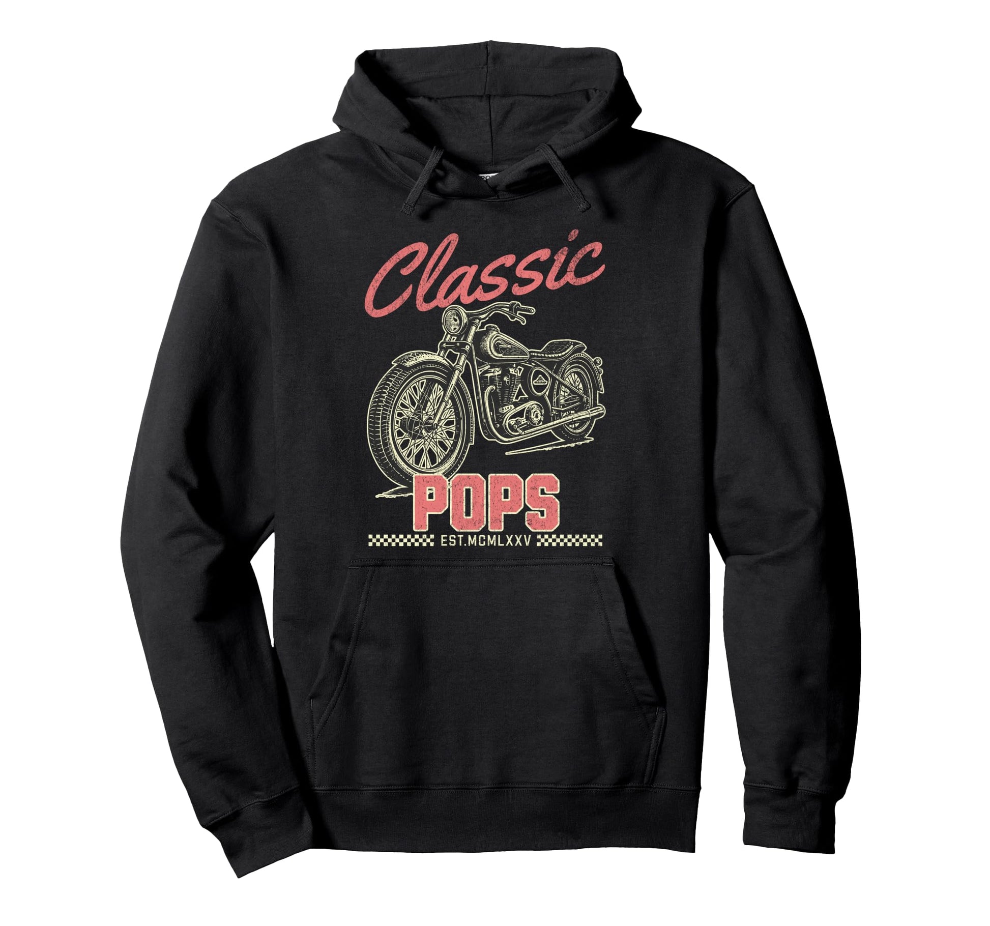 Pops Motorcycle Fathers Day Mechanic Hoodie - Unique Graphic Men Women - T-Shirt, Sweatshirt, Hoodie