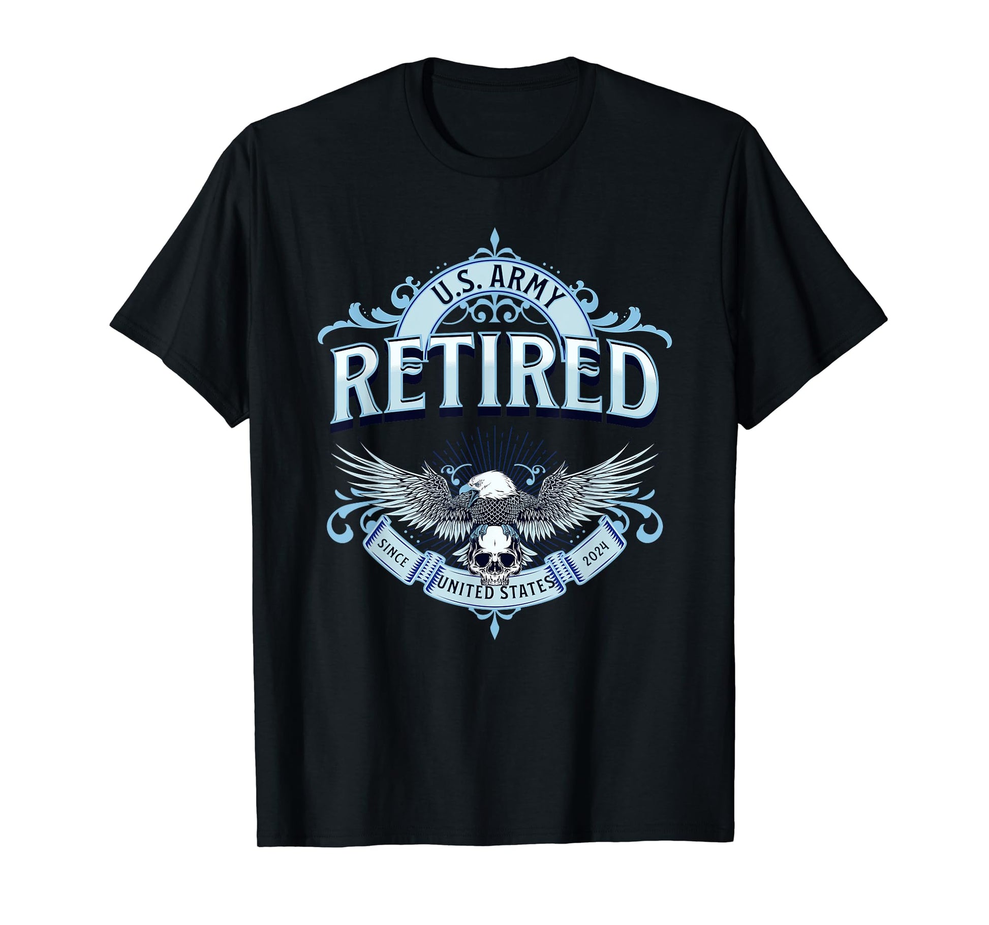Mens Retired 2024 U S Army Retirement T-Shirt - Fun Novelty Design Unisex - T-Shirt, Sweatshirt, Hoodie