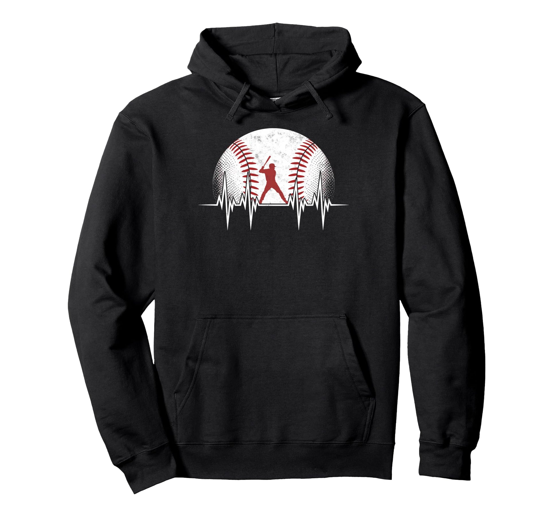 Baseball Ball Heartbeat Player Coach Dad Hoodie - Custom Art Print Unisex - T-Shirt, Sweatshirt, Hoodie