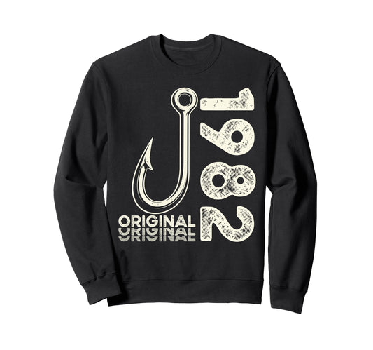 44Th Birthday Fishing Gift Sweatshirt - Aesthetic Graphic Men Women - T-Shirt, Sweatshirt, Hoodie