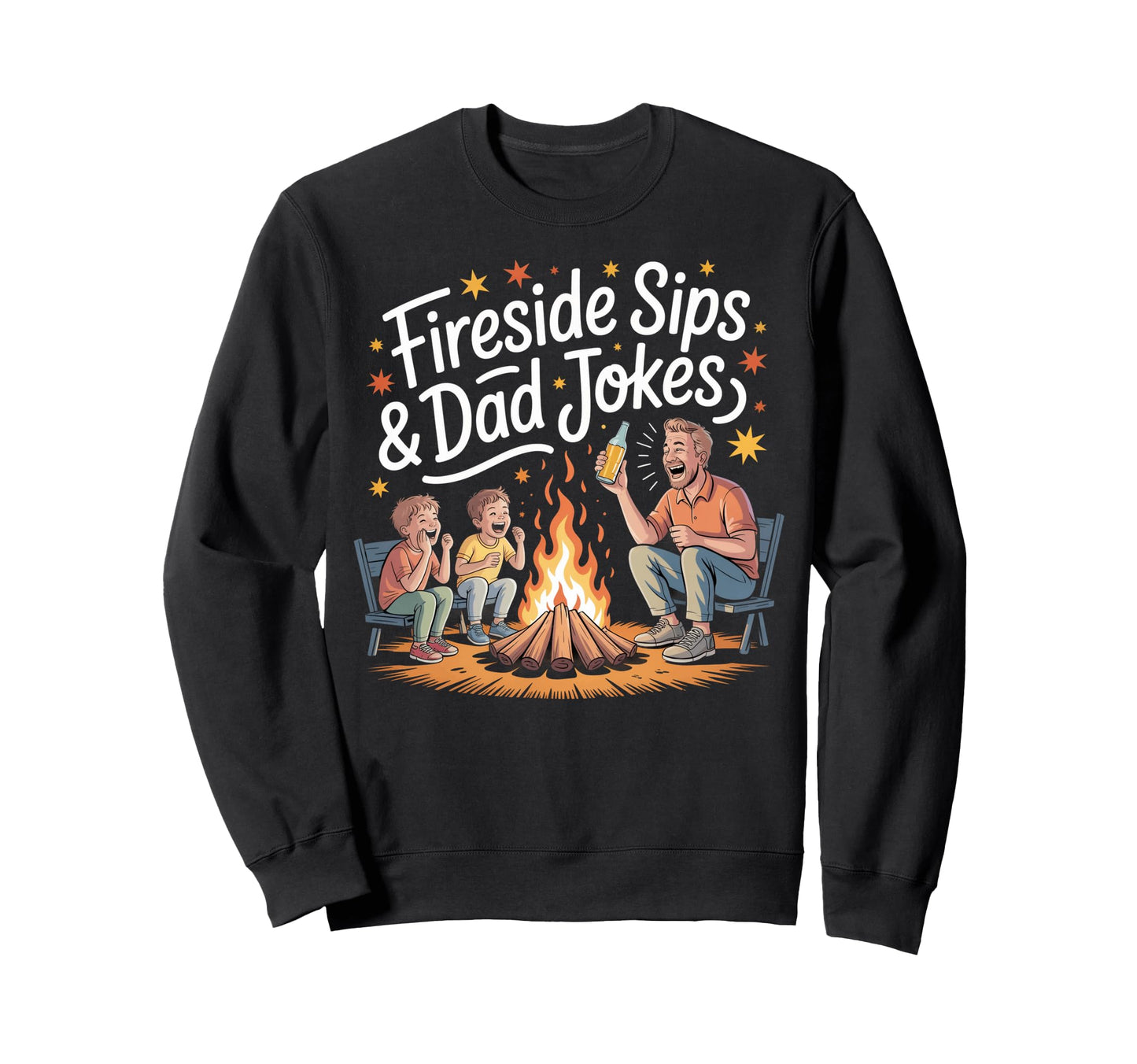 Fireside Sips Dad Jokes Sweatshirt - Casual Everyday Wear for Adults - T-Shirt, Sweatshirt, Hoodie