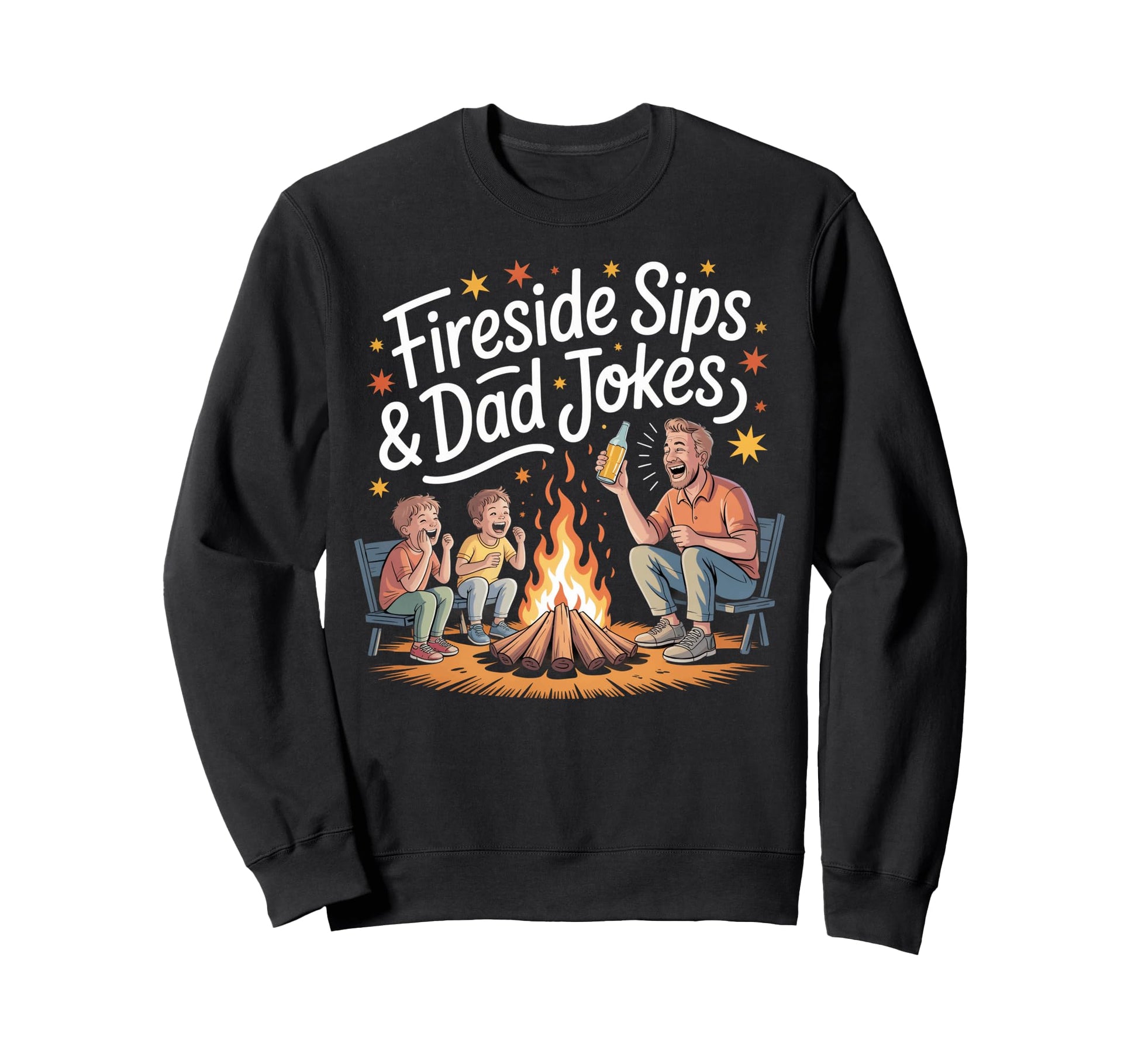 Fireside Sips Dad Jokes Sweatshirt - Casual Everyday Wear for Adults - T-Shirt, Sweatshirt, Hoodie