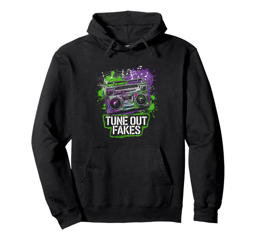 Boombox Graffiti Tune Fakes Out Clever Hoodie - Novelty Apparel Men Women - T-Shirt, Sweatshirt, Hoodie