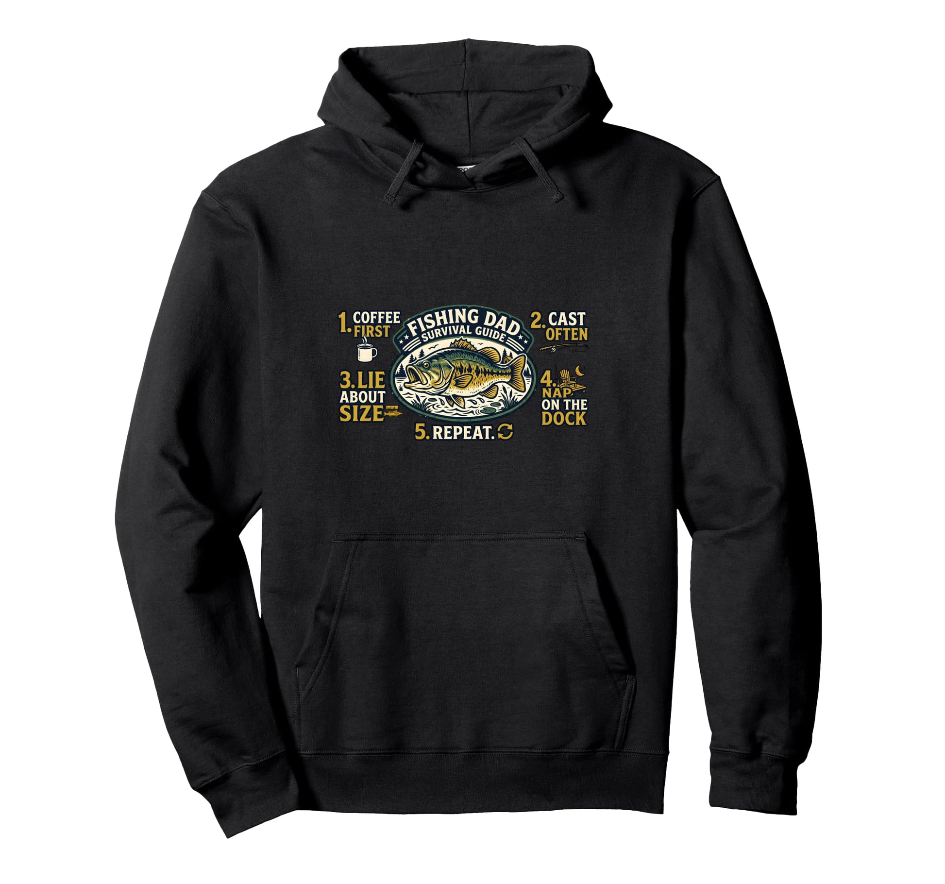 Funny Fishing Dad Survival Guide Hoodie - Aesthetic Graphic Unisex - T-Shirt, Sweatshirt, Hoodie
