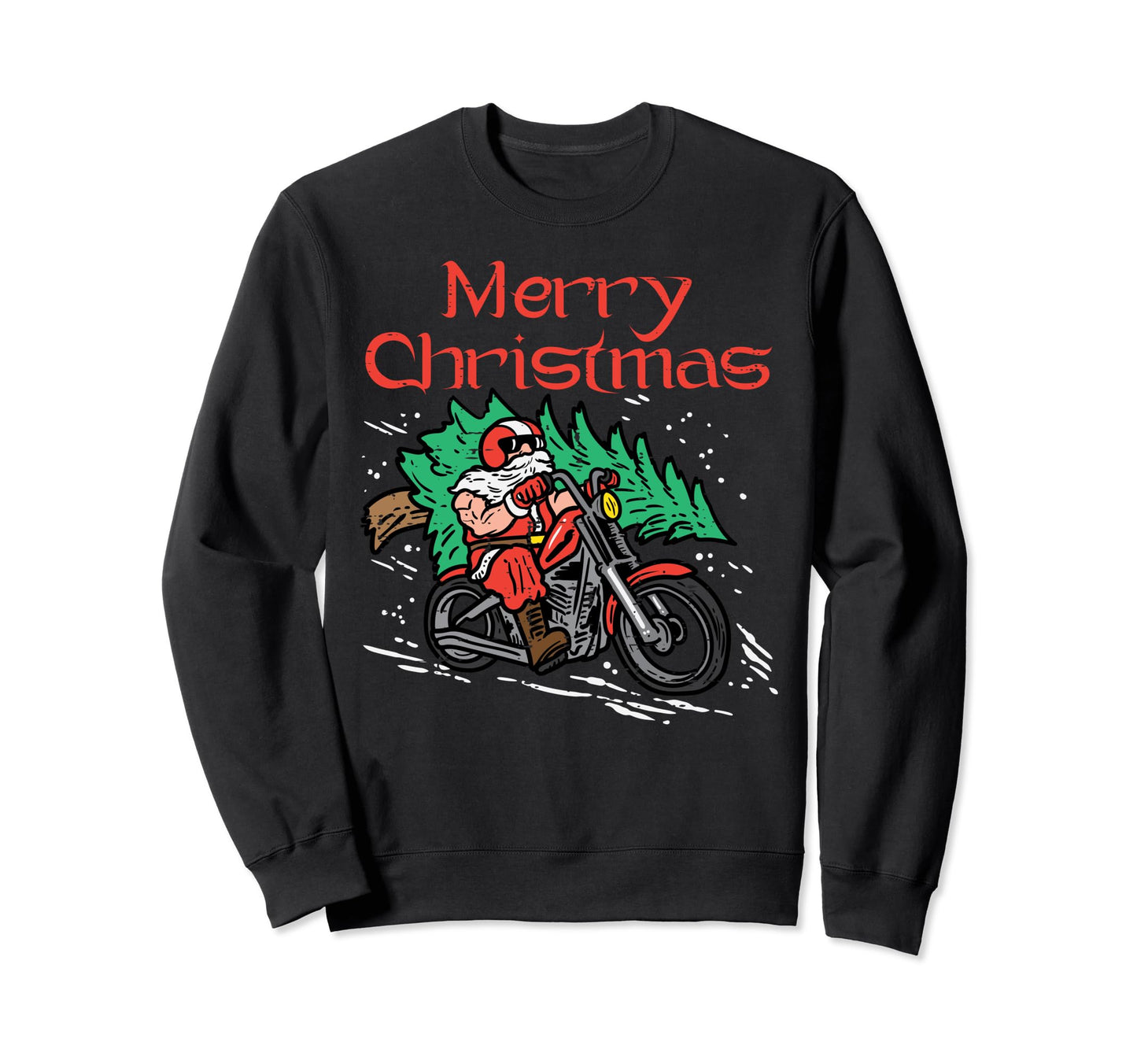 Merry Biker Santa Motorcycle Big Bike Sweatshirt - Custom Art Print Unisex - T-Shirt, Sweatshirt, Hoodie