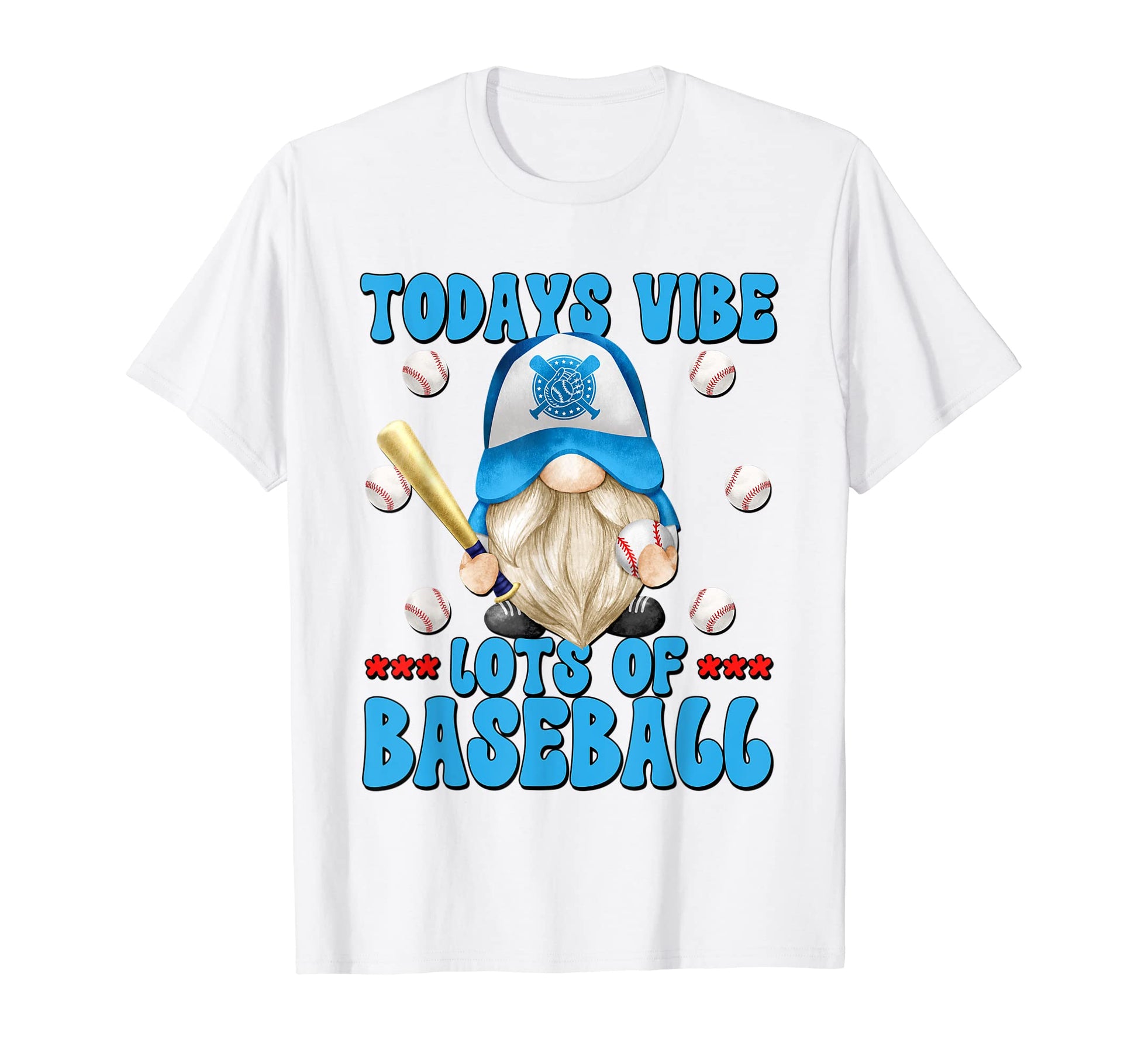 Blue Sports Gnome And Baseball Lover T-Shirt - Graphic Print Unisex - T-Shirt, Sweatshirt, Hoodie