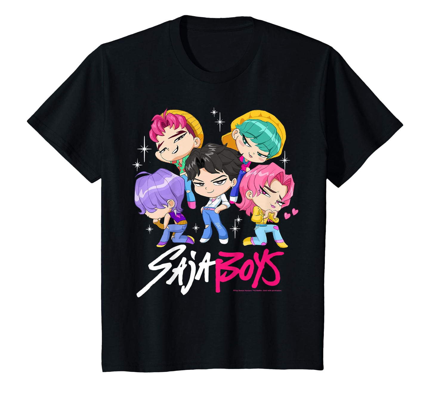 Kpop Demon Hunters Saja Chibi Band T-Shirt - Trendy Graphic for Adults - T-Shirt, Sweatshirt, Hoodie