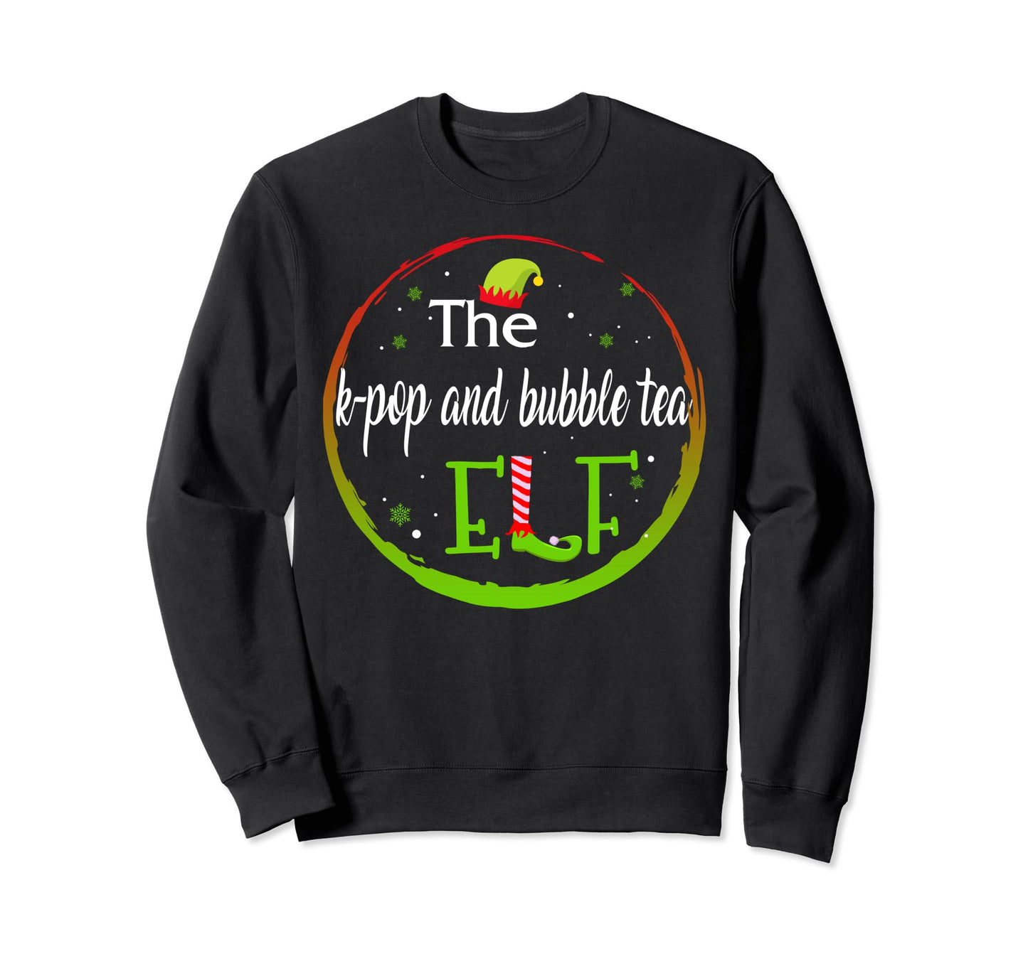 Im K Pop And Bubble Tea Elf Santa Sweatshirt - Minimalist Print Unisex - T-Shirt, Sweatshirt, Hoodie