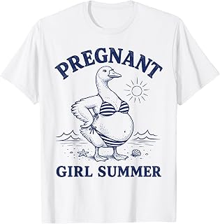 Pregnant Girl Summer Funny Goose Bikini Beach Women Retro T-Shirt Unisex T-shirt, Sweatshirt, Hoodie, Long Sleeve Tee - T-Shirt, Sweatshirt, Hoodie