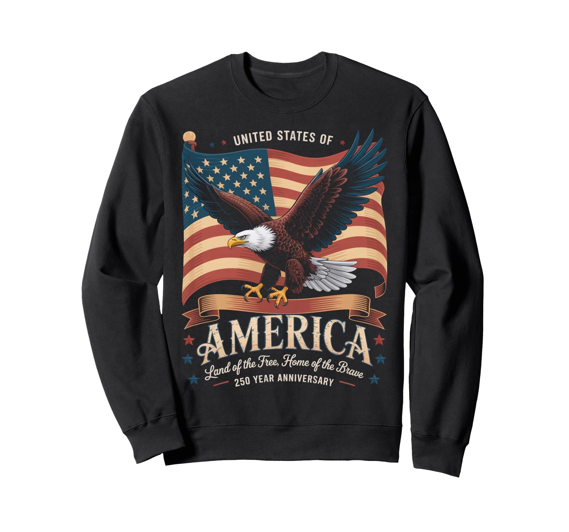 America 4Th July American Flag Sweatshirt - Fun Novelty Design for Adults - T-Shirt, Sweatshirt, Hoodie