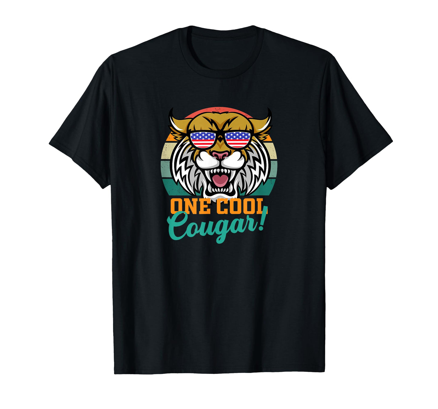Cougar Cougars Usa Flag American T-Shirt - Novelty Apparel Men Women - T-Shirt, Sweatshirt, Hoodie