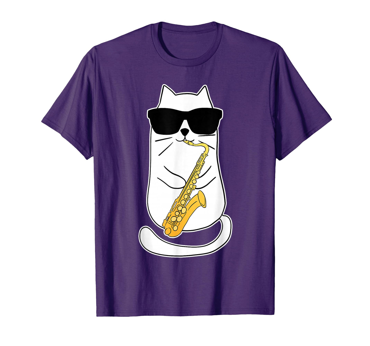Funny Saxophone Cat Musician Jazz T-Shirt - Novelty Apparel for Adults - T-Shirt, Sweatshirt, Hoodie