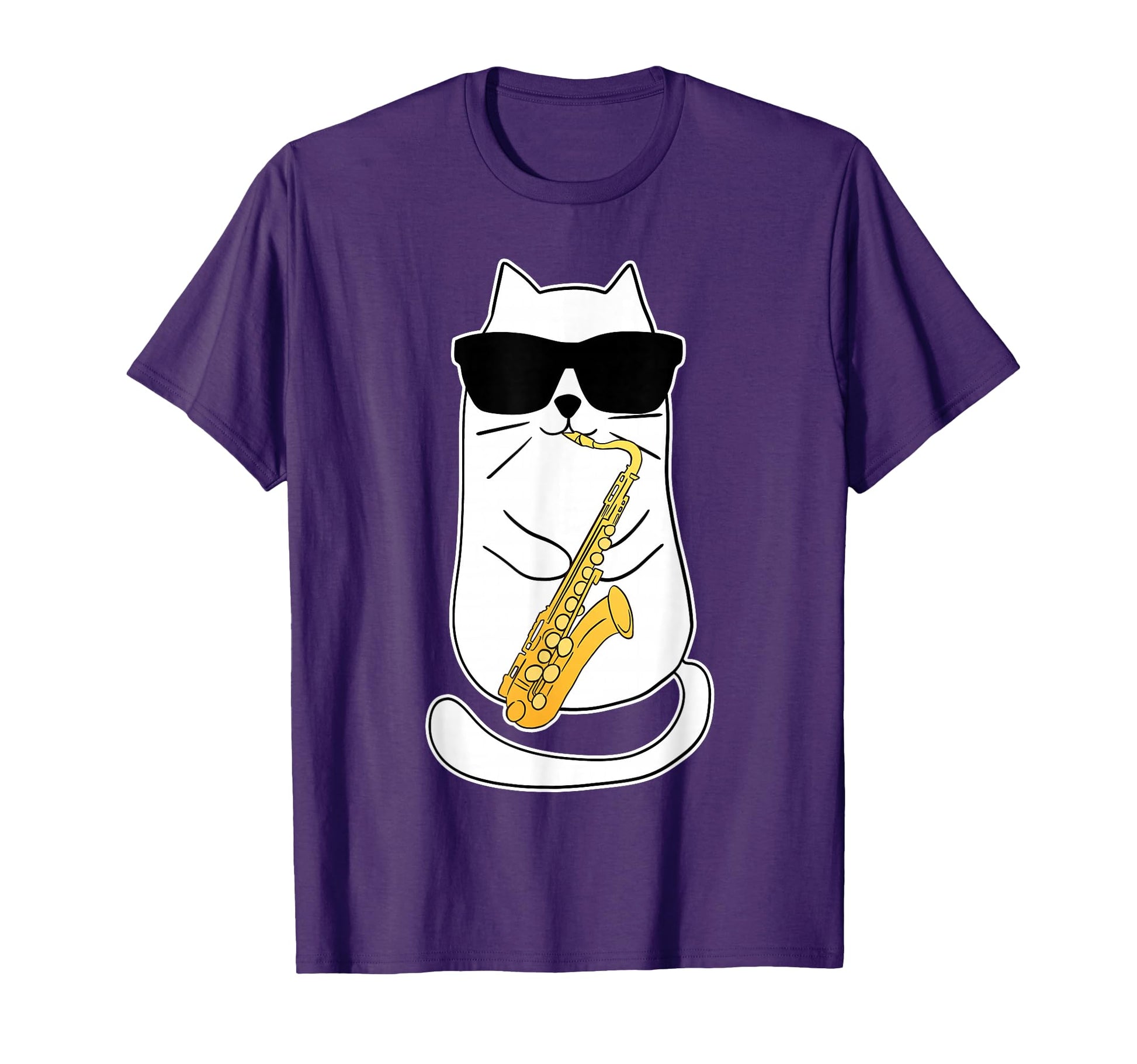 Funny Saxophone Cat Musician Jazz T-Shirt - Novelty Apparel for Adults - T-Shirt, Sweatshirt, Hoodie