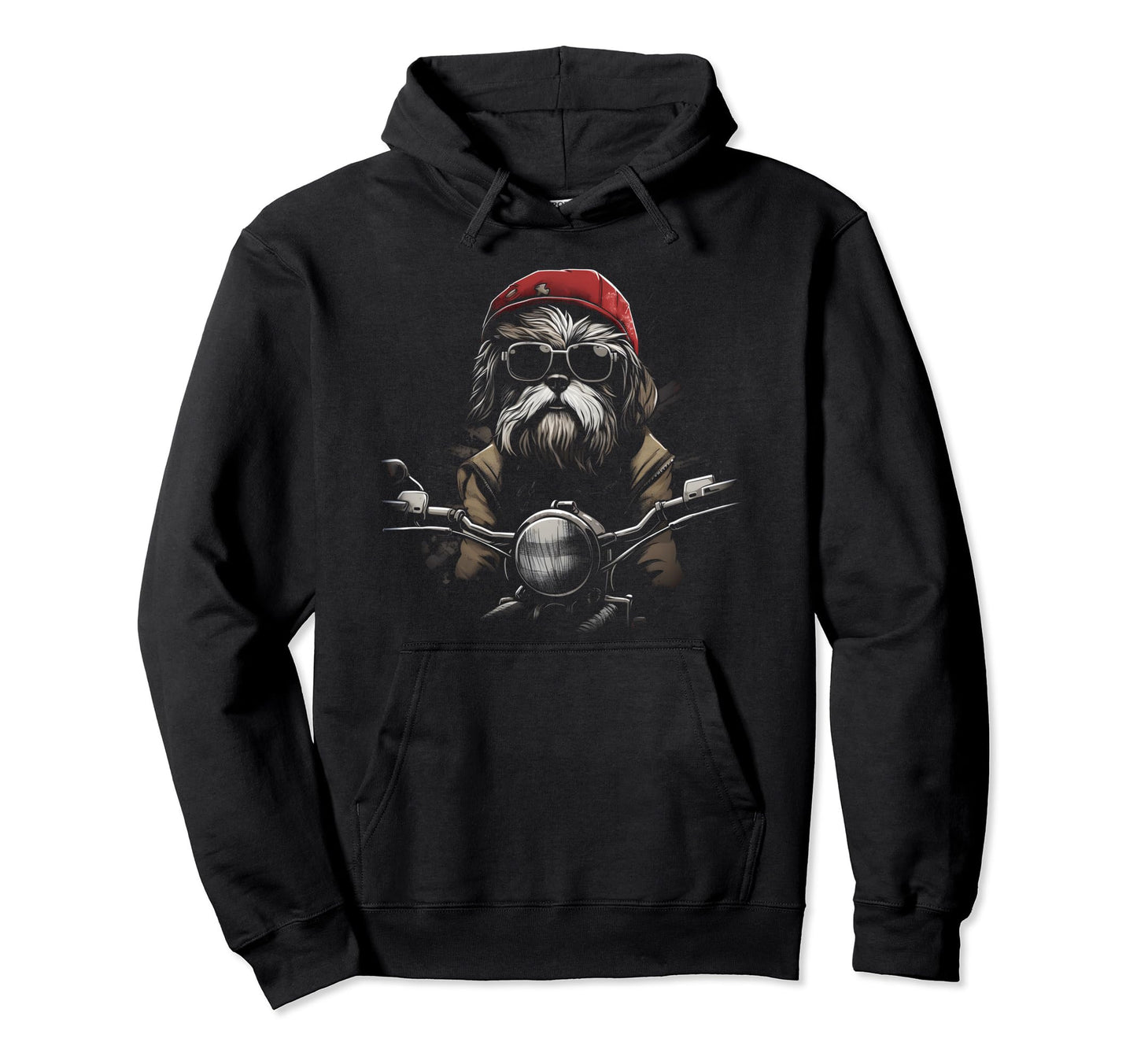Motorcycle Dad Biker Dog Funny Shih Tzu Hoodie - Minimalist Print Unisex - T-Shirt, Sweatshirt, Hoodie