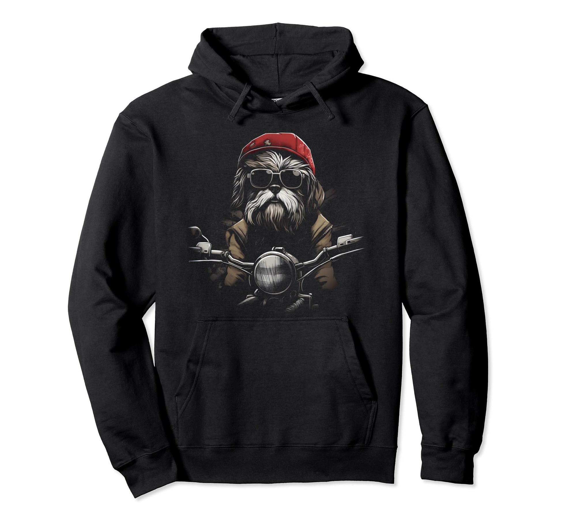 Motorcycle Dad Biker Dog Funny Shih Tzu Hoodie - Minimalist Print Unisex - T-Shirt, Sweatshirt, Hoodie