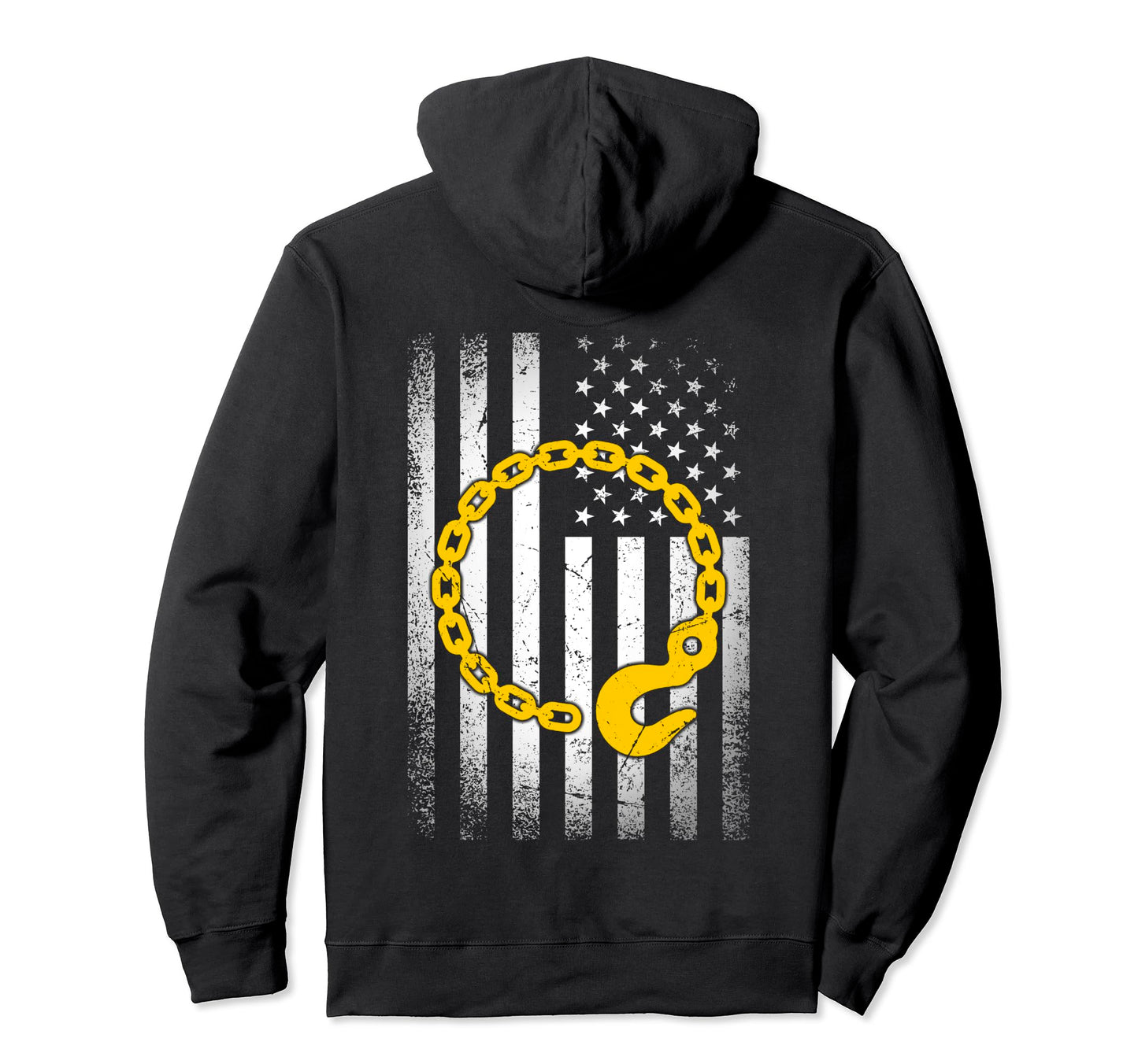 Tow Truck Driver Hook Usa American Flag Hoodie - Trendy Graphic Men Women - T-Shirt, Sweatshirt, Hoodie