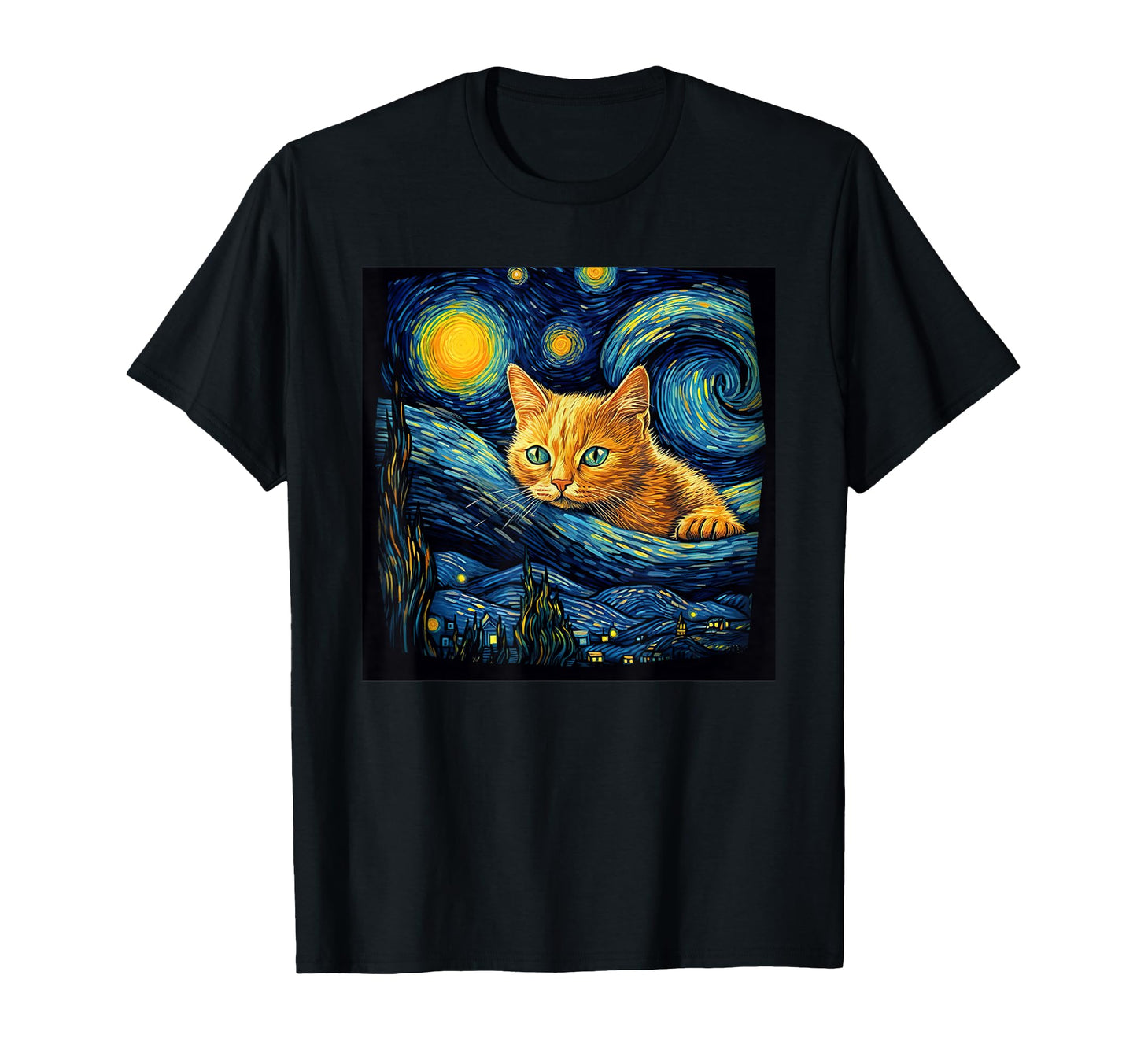 Cat Lover Art Outfits Van Gogh Starry T-Shirt - Trendy Graphic Unisex - T-Shirt, Sweatshirt, Hoodie