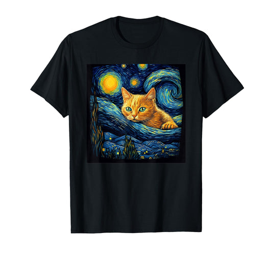Cat Lover Art Outfits Van Gogh Starry T-Shirt - Trendy Graphic Unisex - T-Shirt, Sweatshirt, Hoodie