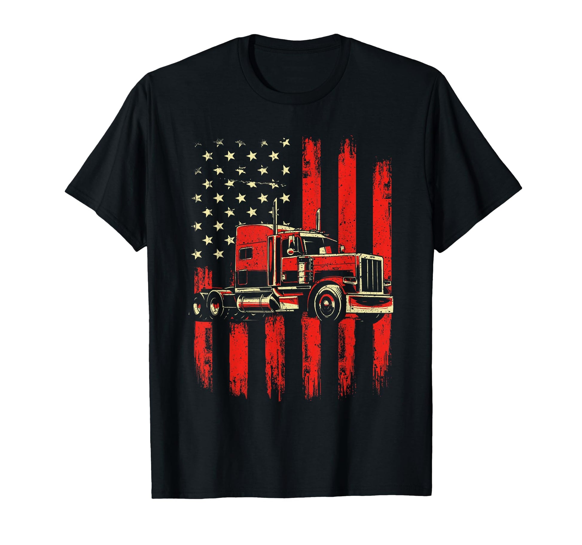 American Trucker Semi Truck Driver T-Shirt - Custom Art Print Unisex - T-Shirt, Sweatshirt, Hoodie