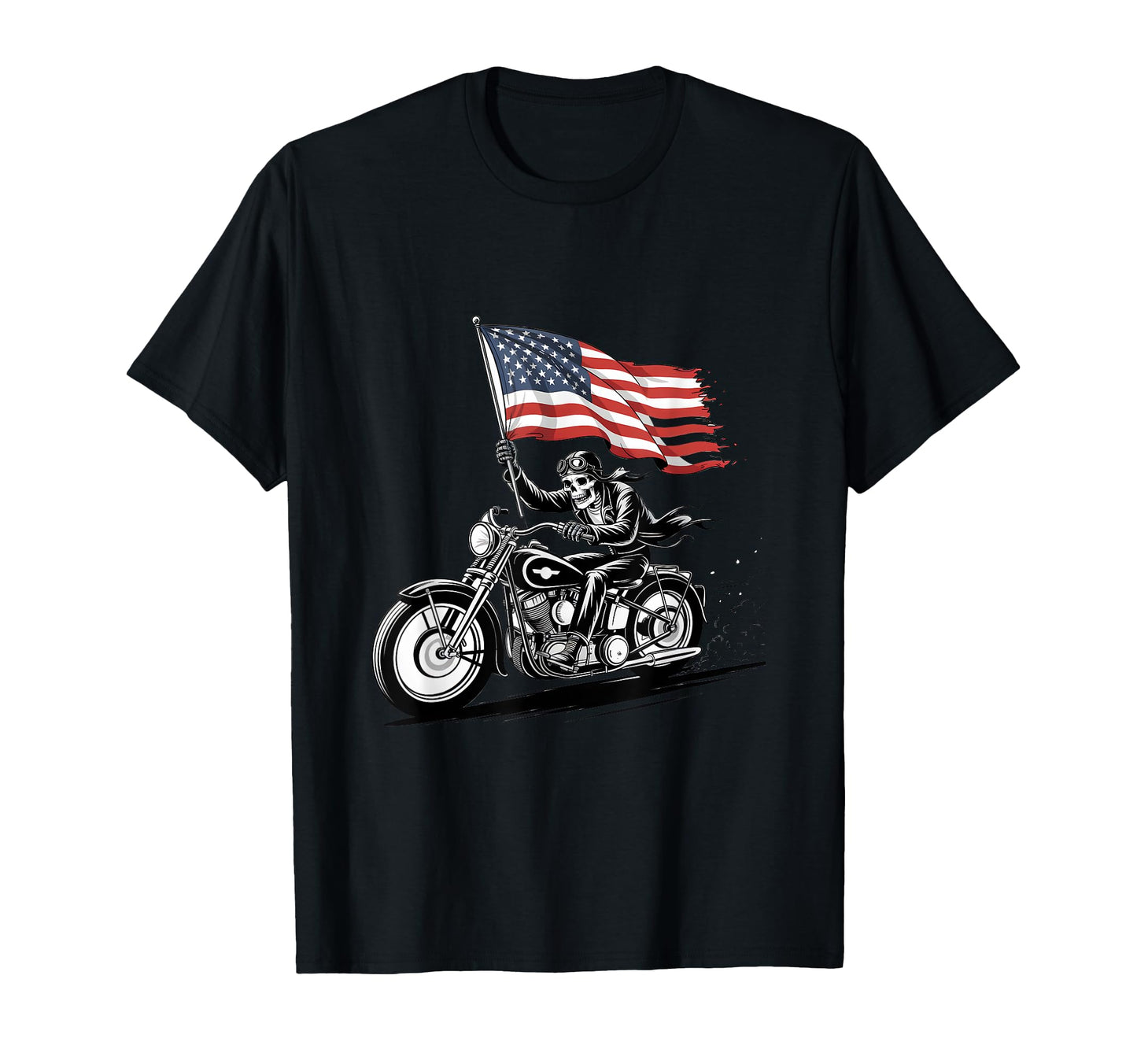 Patriotic Skeleton Biker Usa Flag 4Th T-Shirt - Novelty Apparel Men Women - T-Shirt, Sweatshirt, Hoodie