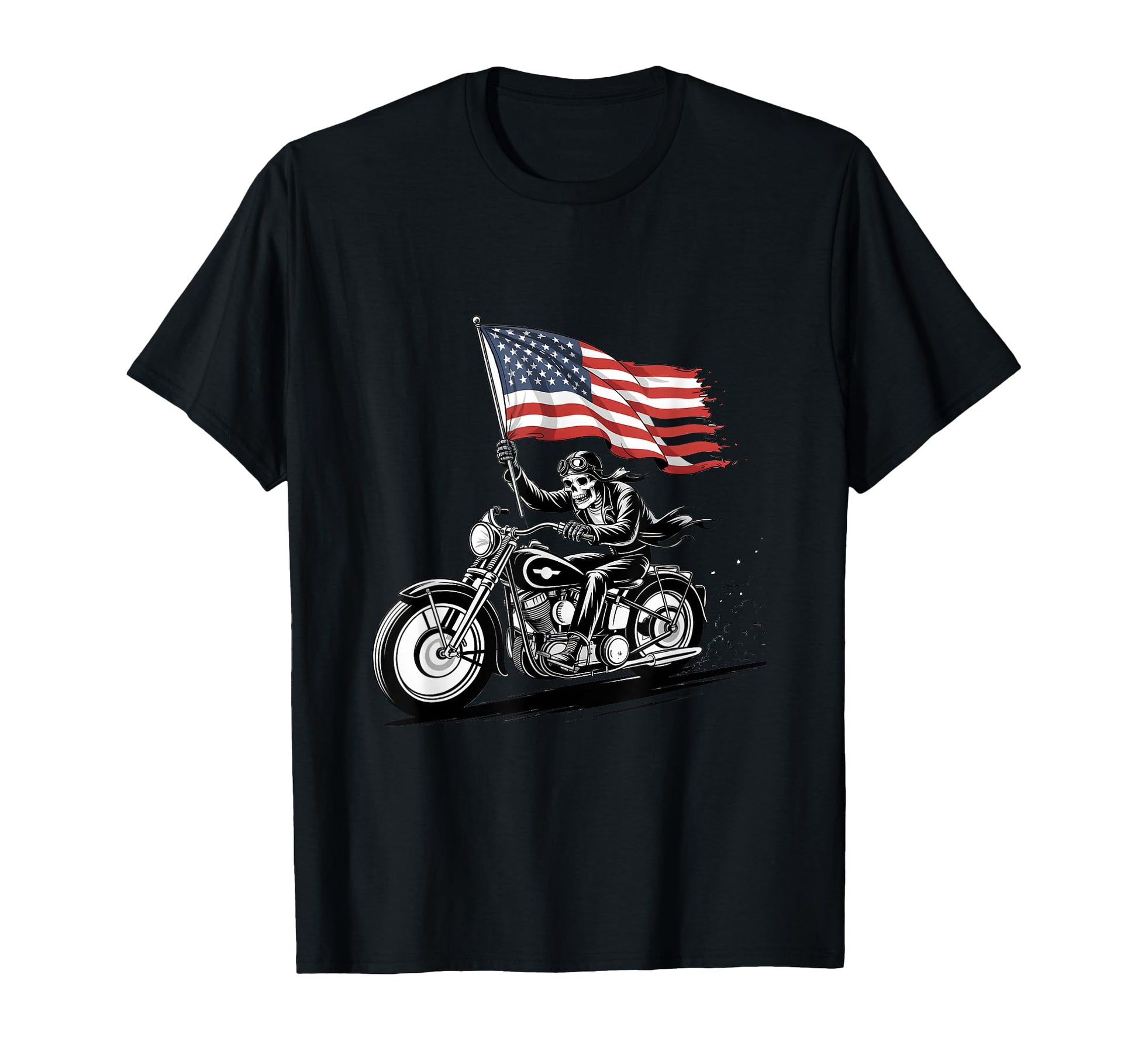Patriotic Skeleton Biker Usa Flag 4Th T-Shirt - Novelty Apparel Men Women - T-Shirt, Sweatshirt, Hoodie