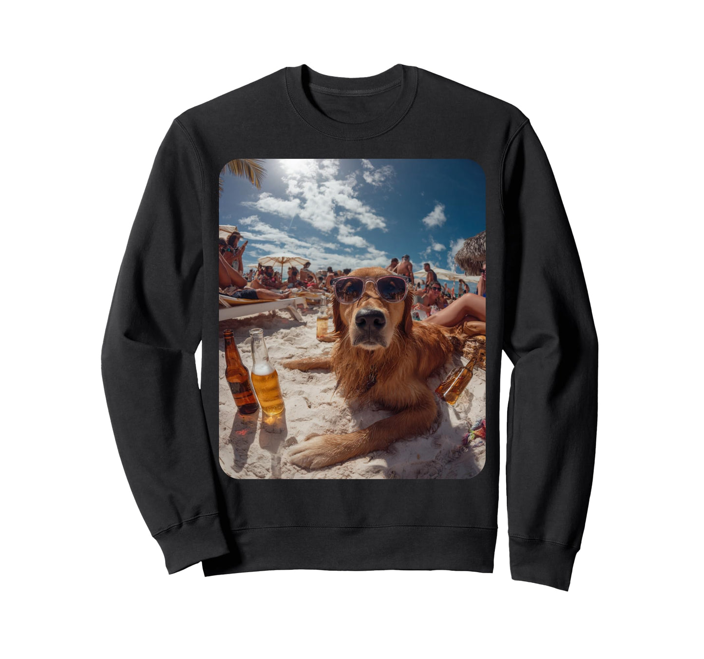 Golden Retriever Hawaiian Funny Sweatshirt - Fun Novelty Design for Adults - T-Shirt, Sweatshirt, Hoodie