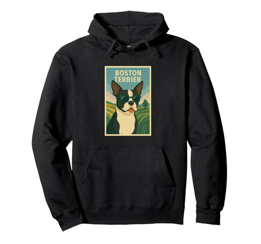 Boston Terrier Art Minimalist Dog Pop Art Hoodie - Unique Graphic Unisex - T-Shirt, Sweatshirt, Hoodie