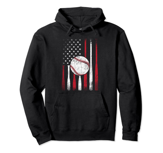 American Flag Baseball Team Hoodie - Trendy Graphic for Adults - T-Shirt, Sweatshirt, Hoodie