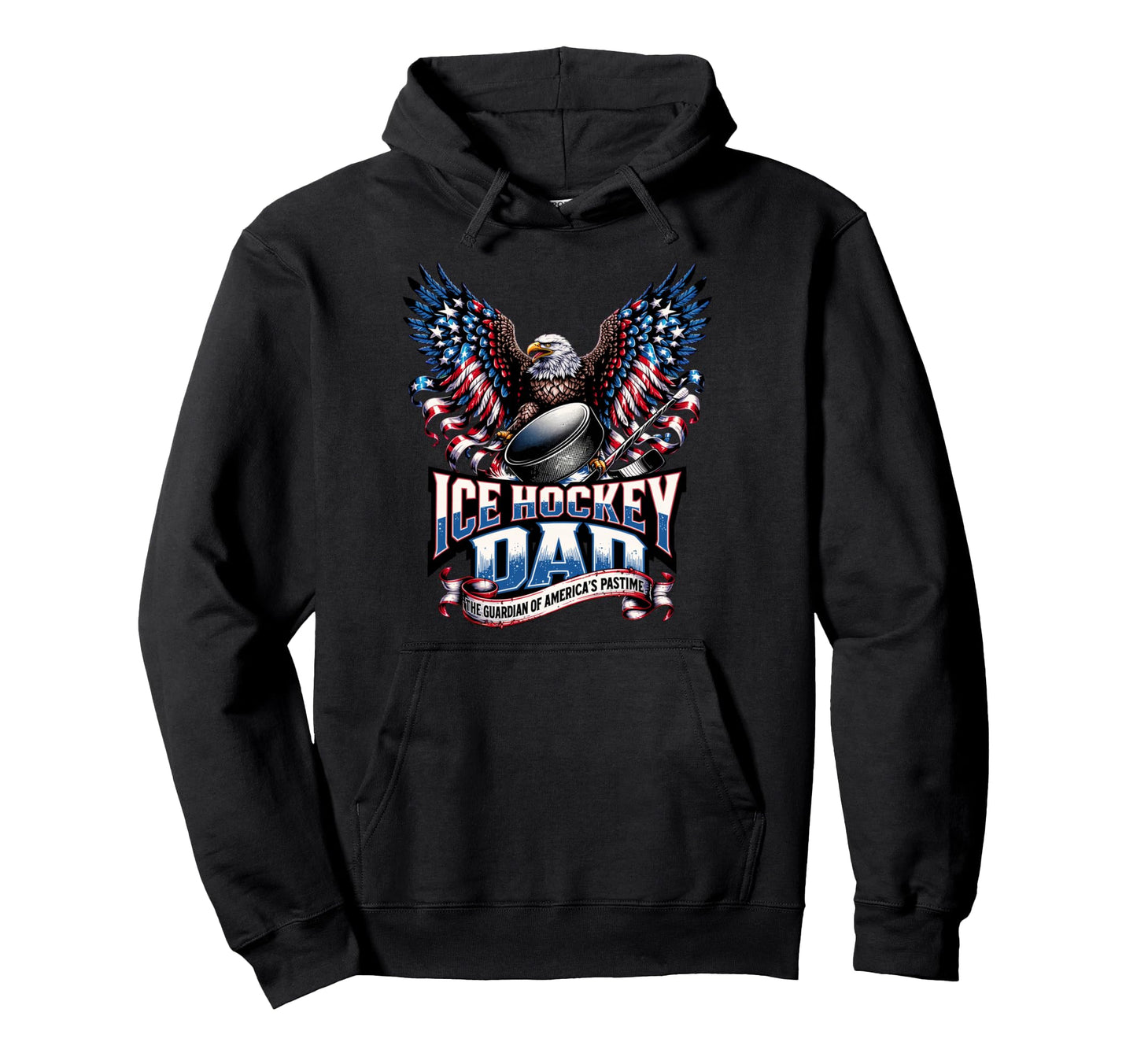 Ice Hockey Dad American Flag Ice Hoodie - Fun Novelty Design Men Women - T-Shirt, Sweatshirt, Hoodie