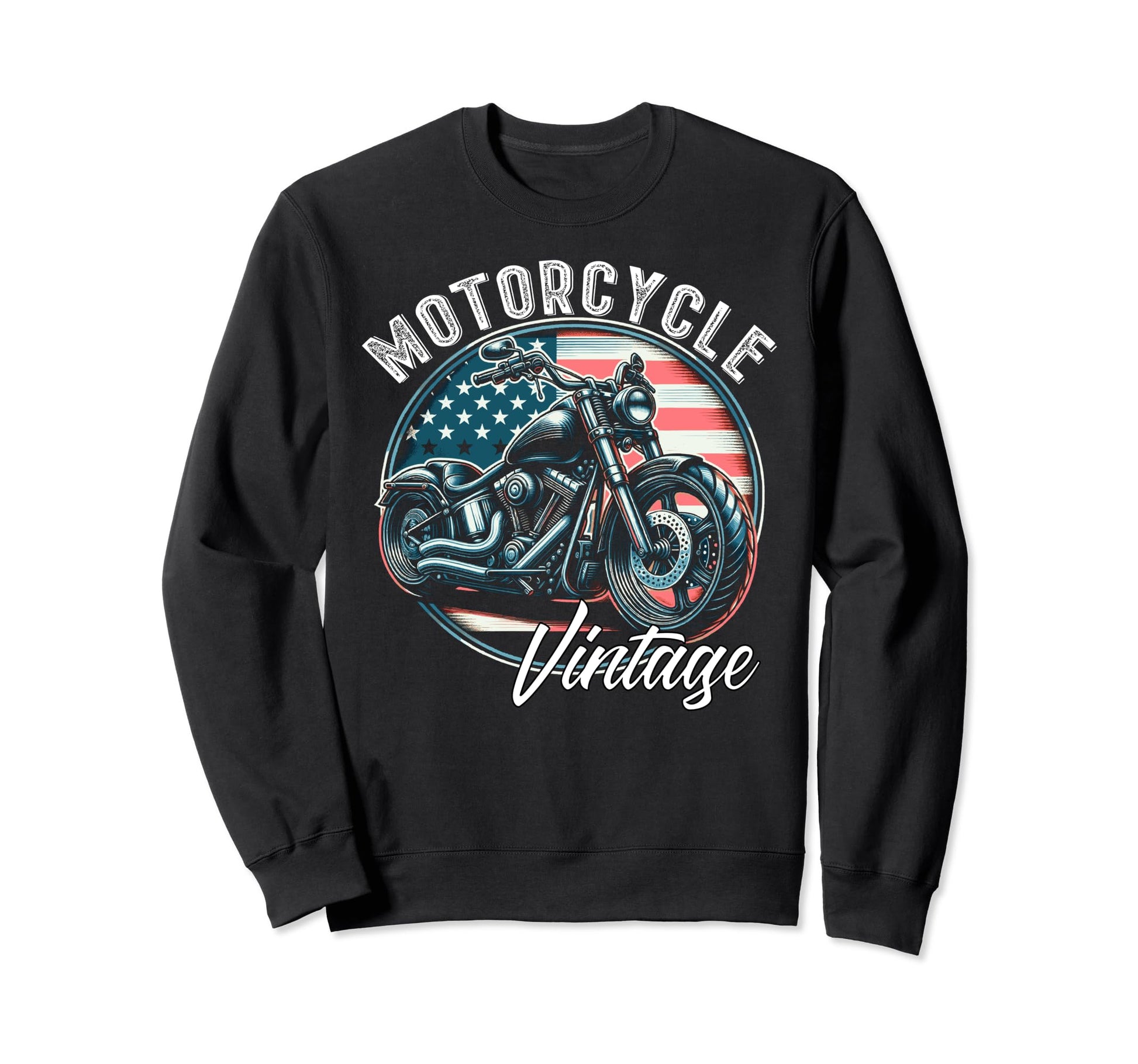 Motorcycle American Flag Motorcycle Sweatshirt - Trendy Graphic Men Women - T-Shirt, Sweatshirt, Hoodie