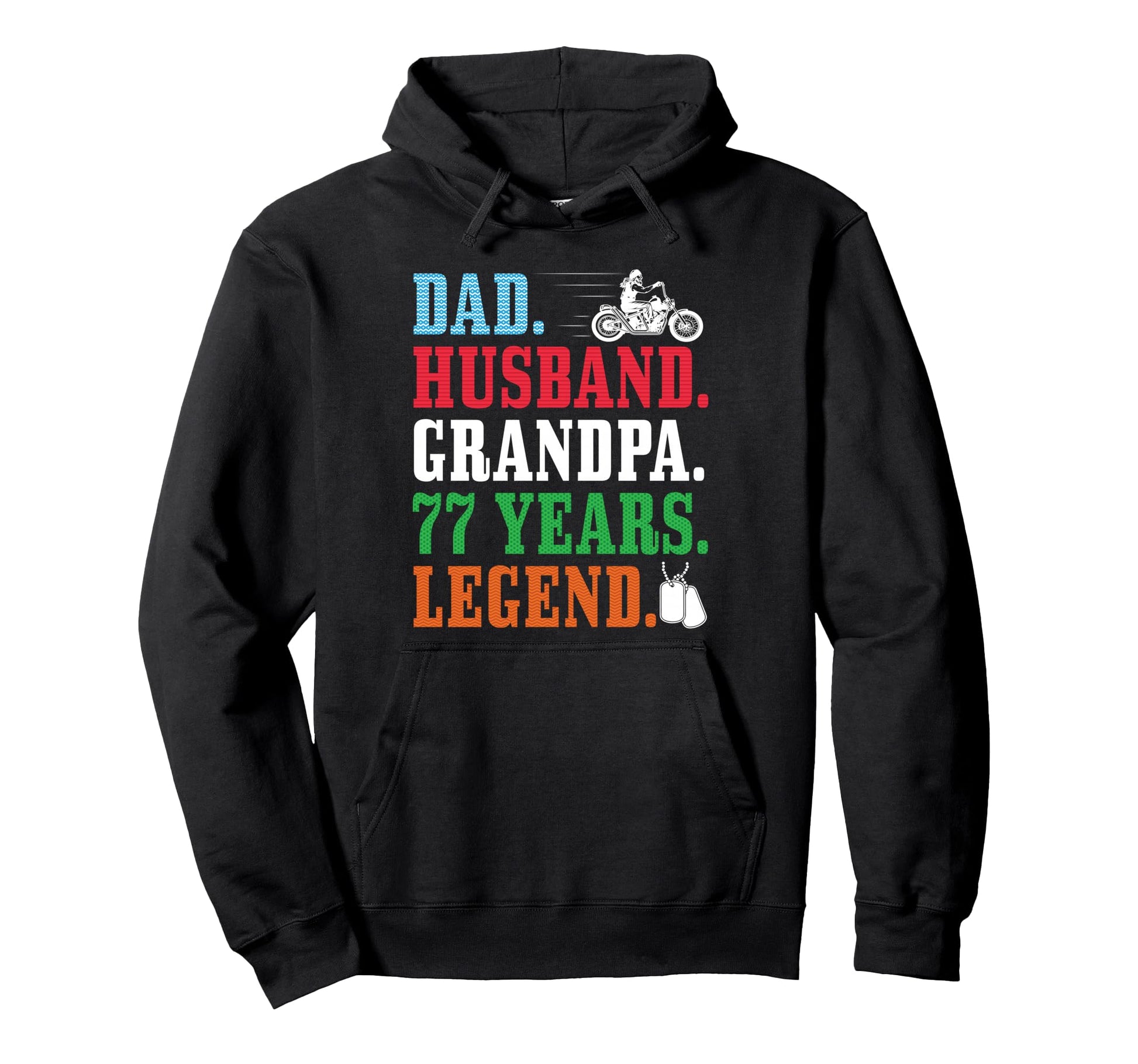 Dad Husband Grandpa 77Th Birthday Biker Hoodie - Trendy Graphic for Adults - T-Shirt, Sweatshirt, Hoodie