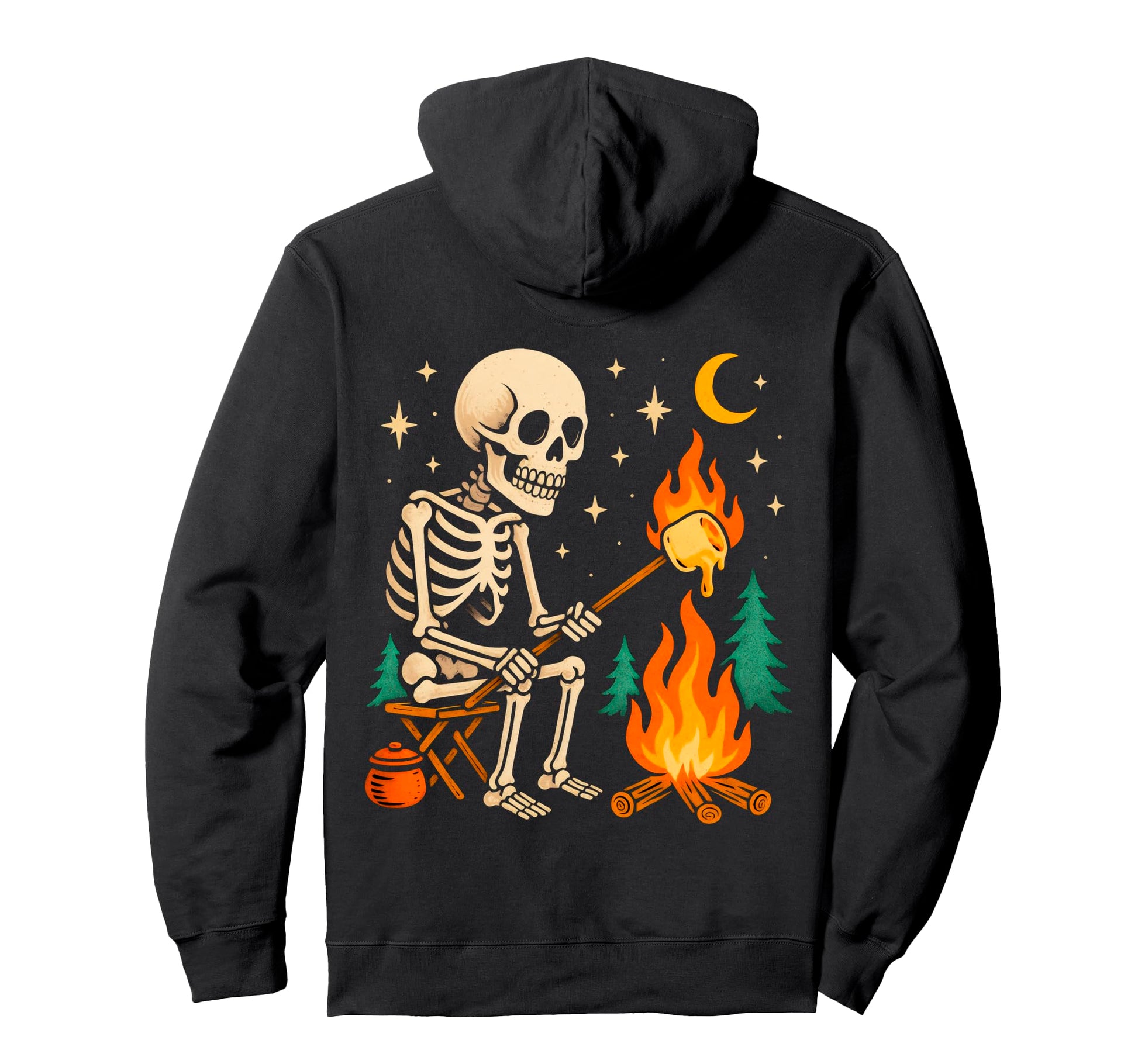 Funny Camper Skeleton Roasting Hoodie - Casual Everyday Wear Men Women - T-Shirt, Sweatshirt, Hoodie