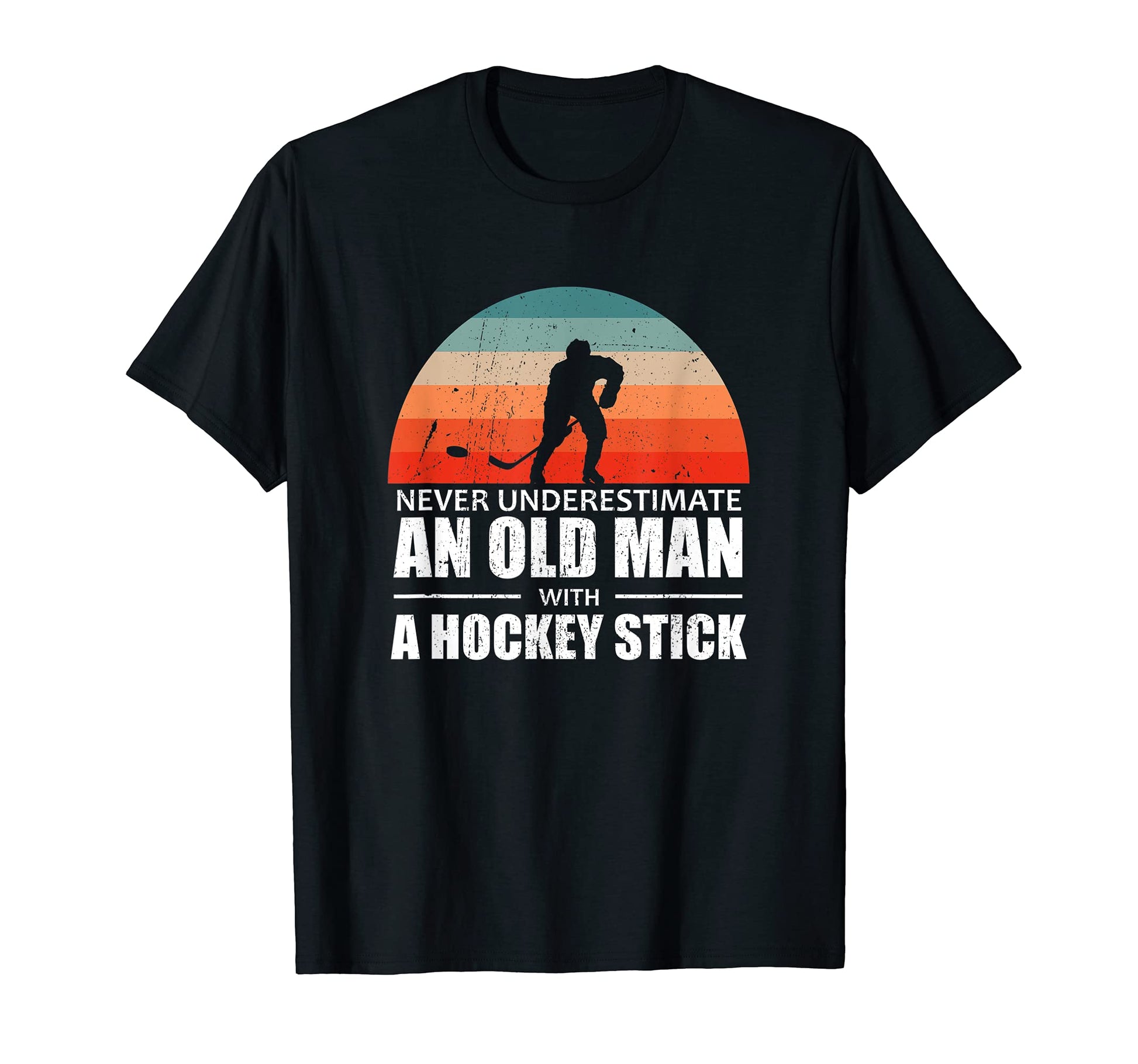 Mens Never Underestimate Old Hockey T-Shirt - Unique Graphic Men Women - T-Shirt, Sweatshirt, Hoodie