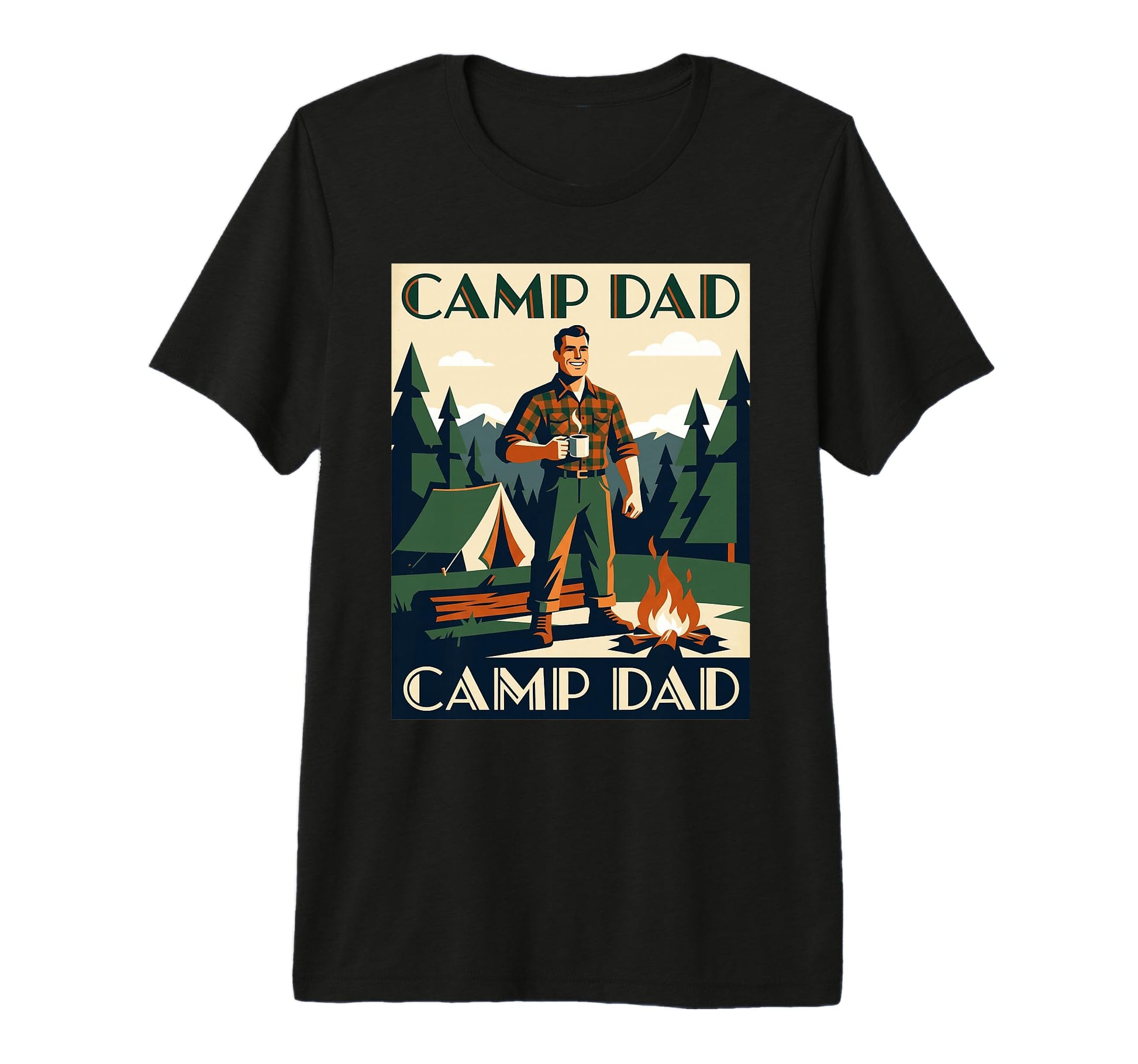 Camp Dad Mountain Camping Coffee Tri T-Shirt - Minimalist Print for Adults - T-Shirt, Sweatshirt, Hoodie