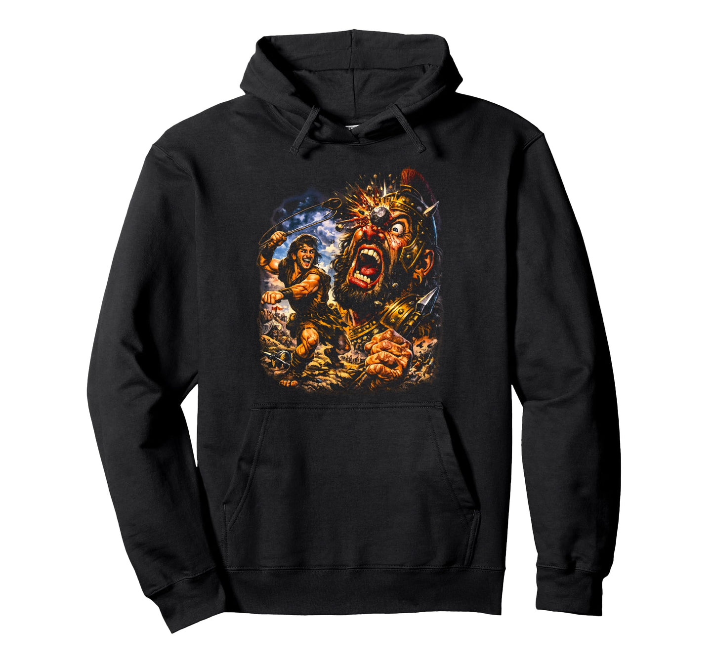 80S David And Goliath Streetwear Hoodie - Aesthetic Graphic for Adults - T-Shirt, Sweatshirt, Hoodie