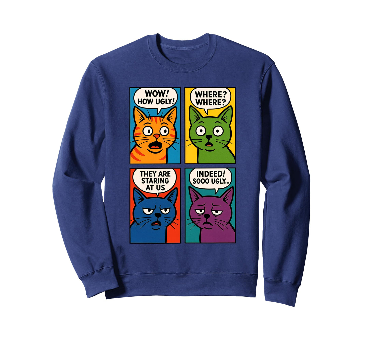 Funny Cat Pop Art Animal Sweatshirt - Graphic Print for Adults - T-Shirt, Sweatshirt, Hoodie
