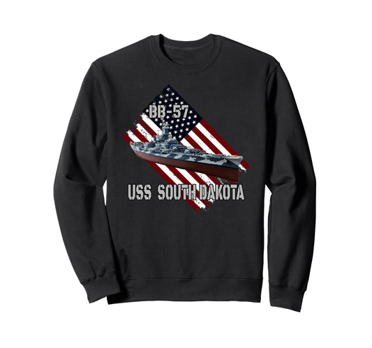 Battleship Uss South Dakota Bb 57 Sweatshirt - Casual Everyday Wear Unisex - T-Shirt, Sweatshirt, Hoodie