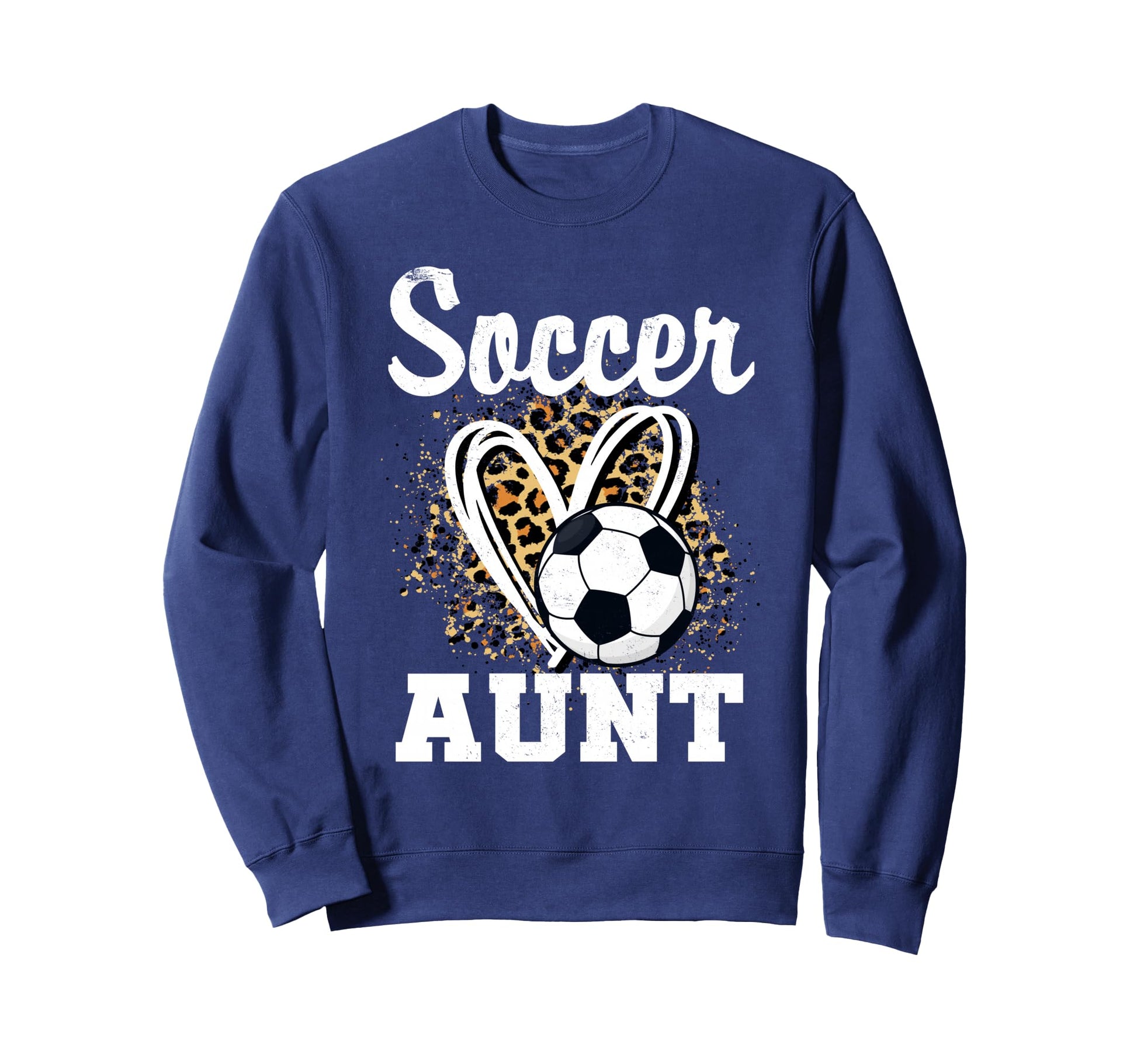 Soccer Aunt Leopard Heart Soccer Fan Hoodie - Custom Art Print Unisex - T-Shirt, Sweatshirt, Hoodie