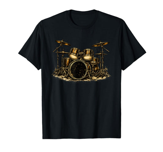 Bronze Drum Set Drummers Musicians T-Shirt - Novelty Apparel Men Women - T-Shirt, Sweatshirt, Hoodie