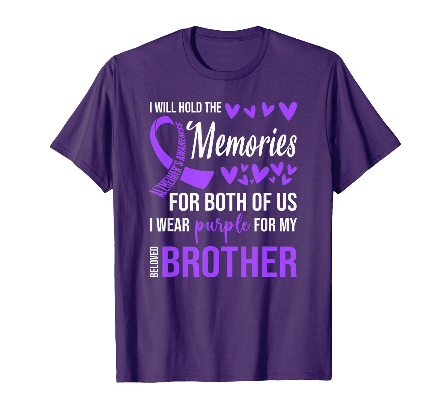 Alzheimers Awareness Purple Ribbon T-Shirt - Novelty Apparel Unisex - T-Shirt, Sweatshirt, Hoodie