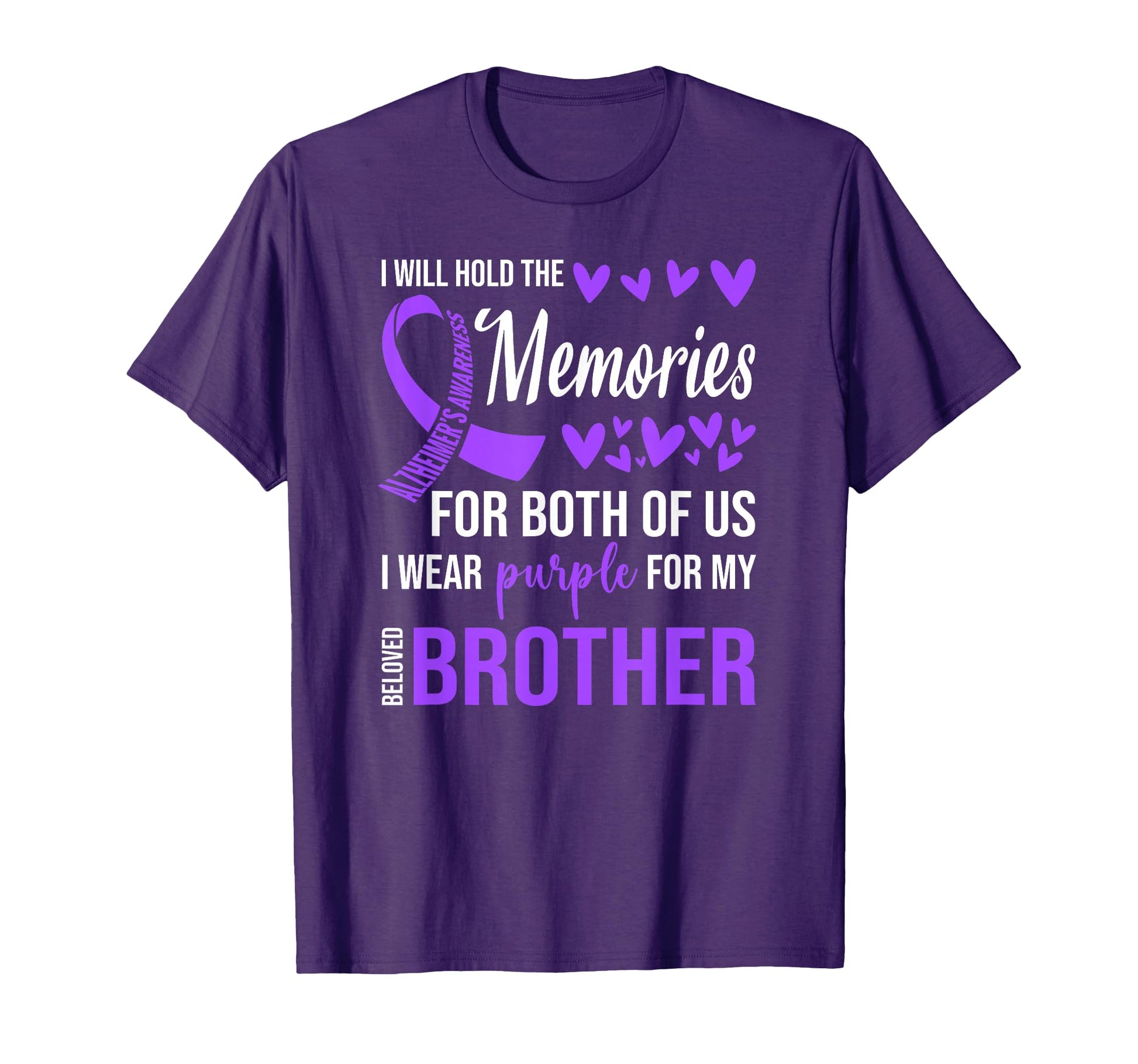 Alzheimers Awareness Purple Ribbon T-Shirt - Novelty Apparel Unisex - T-Shirt, Sweatshirt, Hoodie
