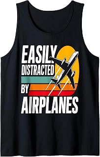 Vintage Easily Distracted By Airplanes - Funny Pilot Flying Tank Top Unisex T-shirt, Sweatshirt, Hoodie, Long Sleeve Tee - T-Shirt, Sweatshirt, Hoodie