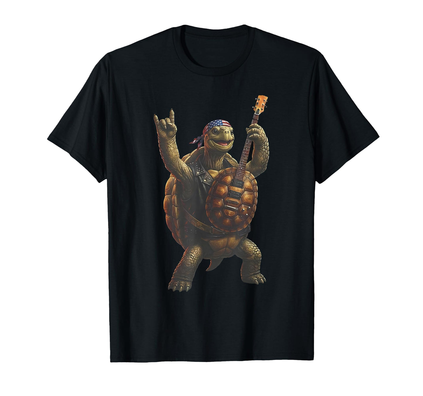Patriotic Turtle Playing Guitar Music T-Shirt - Aesthetic Graphic Unisex - T-Shirt, Sweatshirt, Hoodie