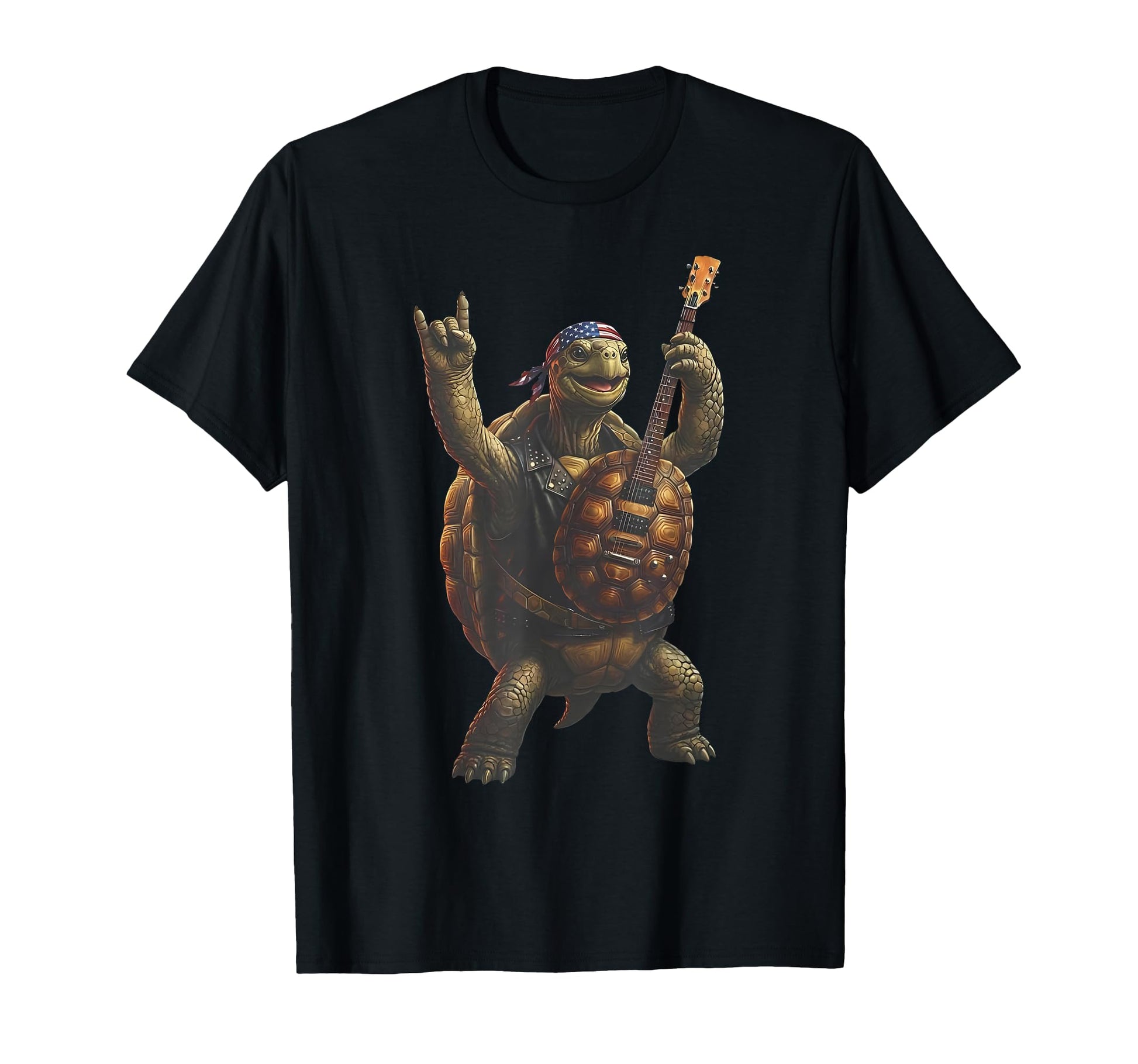 Patriotic Turtle Playing Guitar Music T-Shirt - Aesthetic Graphic Unisex - T-Shirt, Sweatshirt, Hoodie