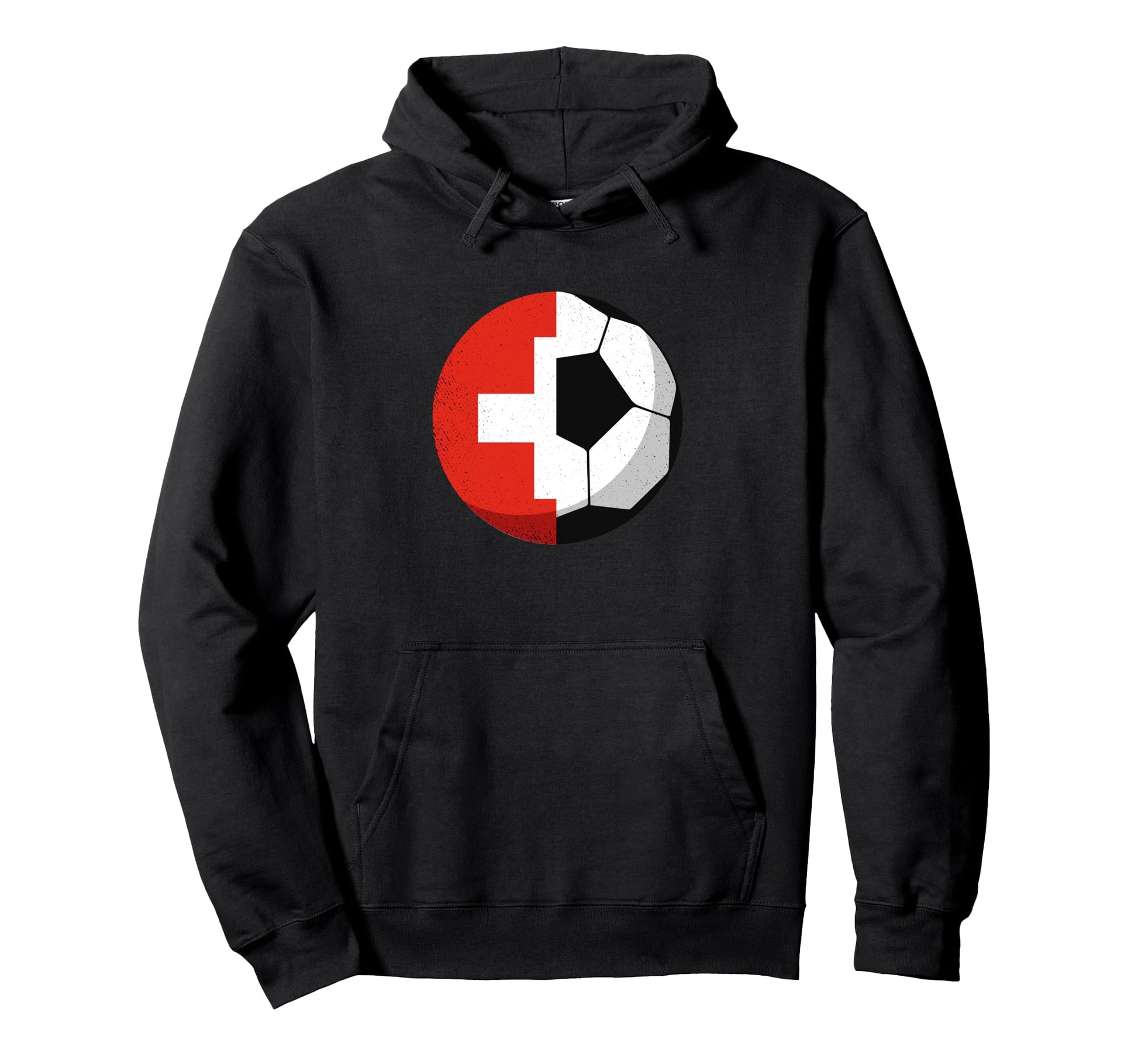 Half Switzerland Flag Half Football Hoodie - Aesthetic Graphic for Adults - T-Shirt, Sweatshirt, Hoodie
